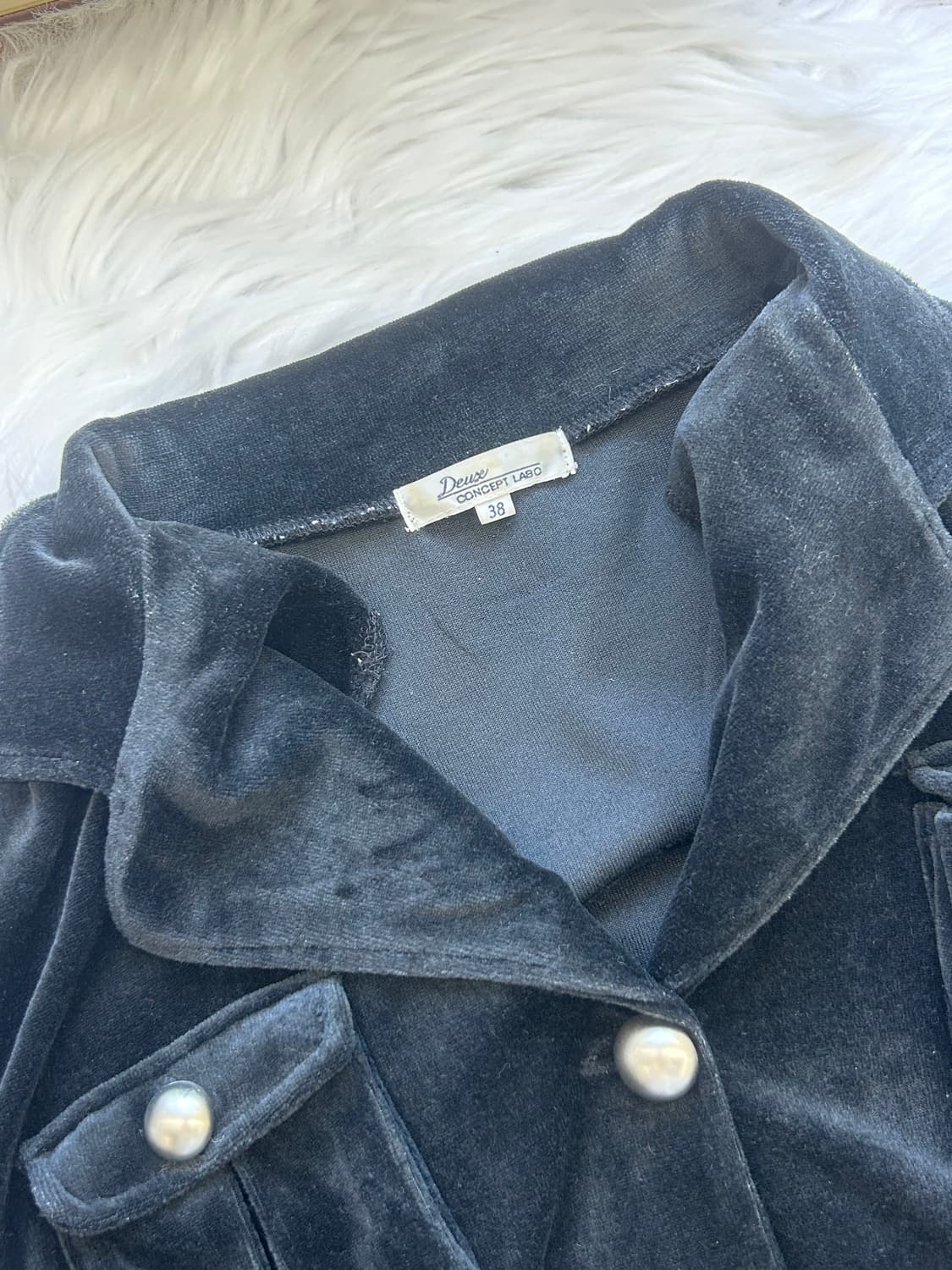 Deux Concept Labo 벨벳 블랙 진주 버튼 자켓 1797 상품이미지4