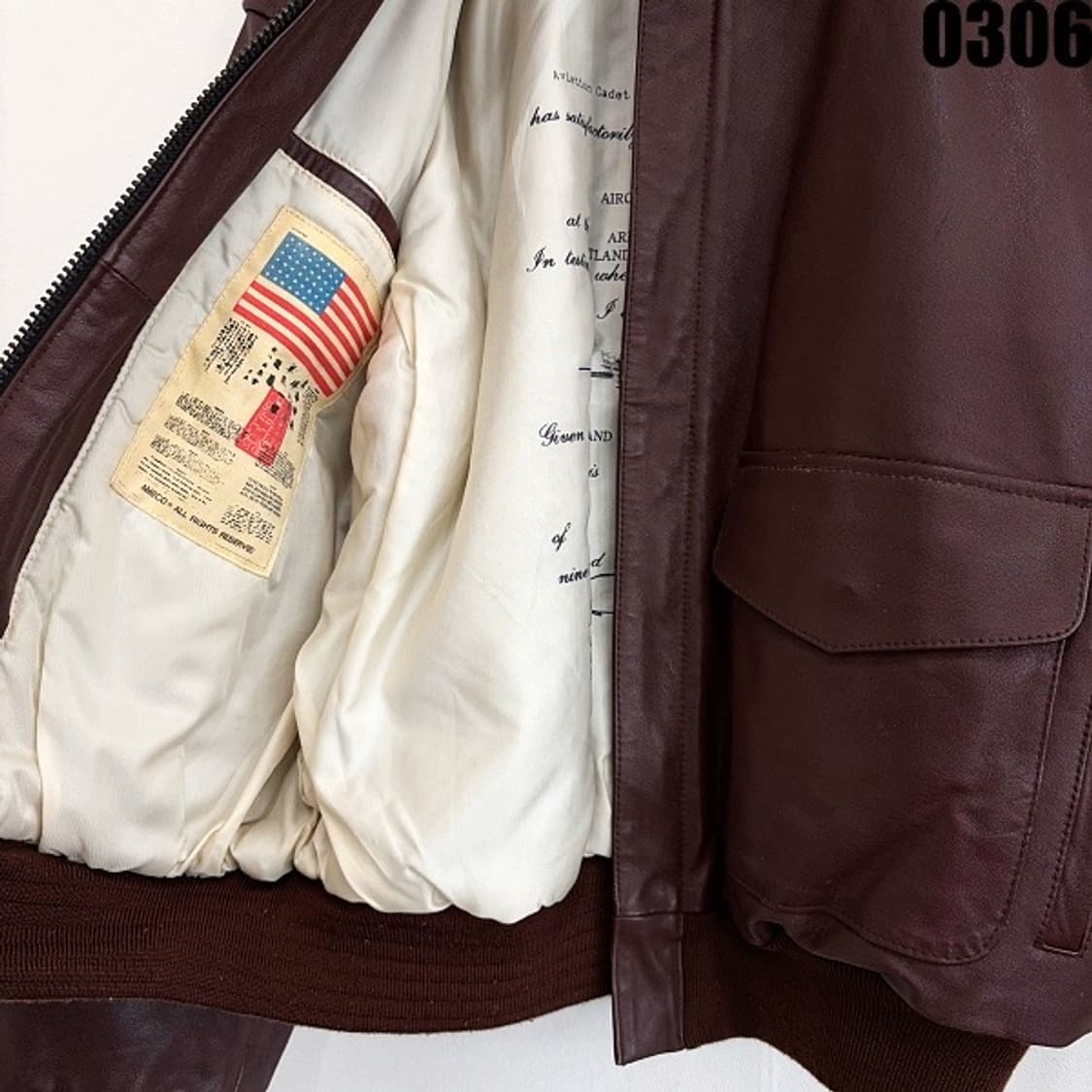 미 공군 A-2 타입 항공점퍼 레더 플라이트 자켓 M 0306 상품이미지5