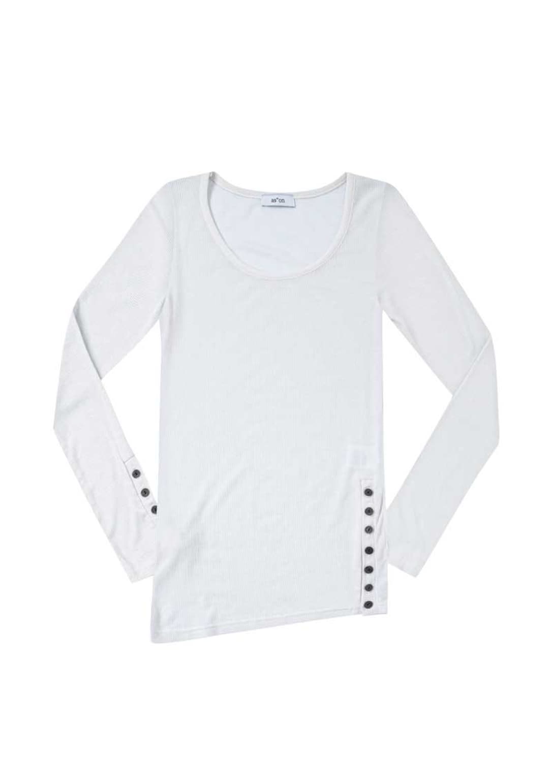 애즈온 DIAGONAL BUTTON T / WHITE 상품이미지2
