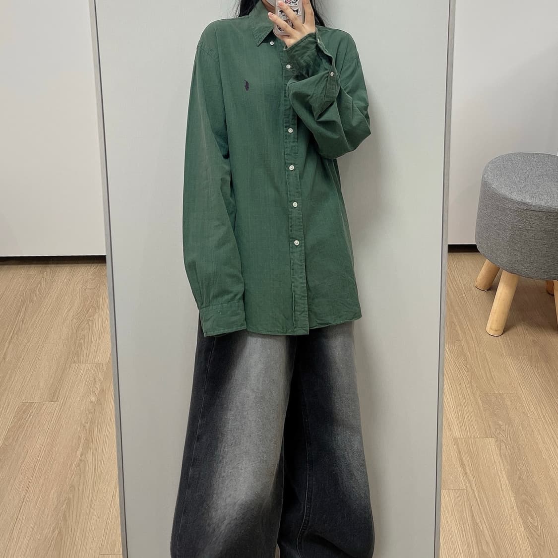 폴로 랄프로렌 커스텀핏 세이지그린 코튼 셔츠 남방 상품이미지1