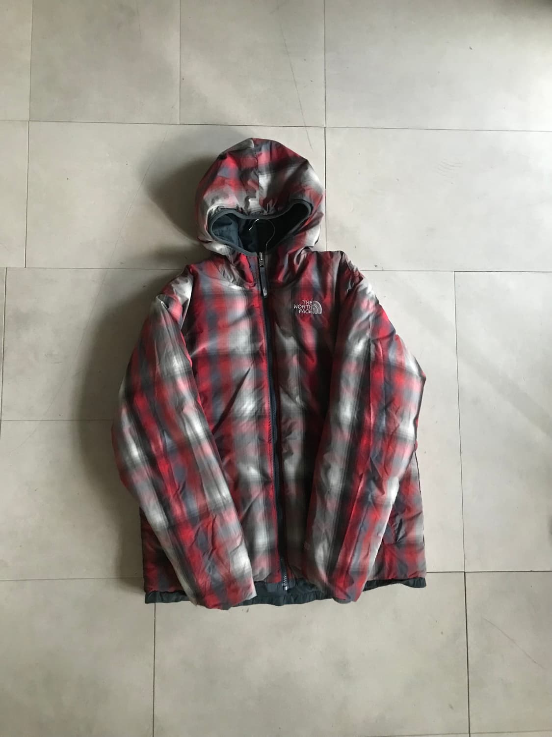 노페 체크 청록 리버시블 패딩 상품이미지6