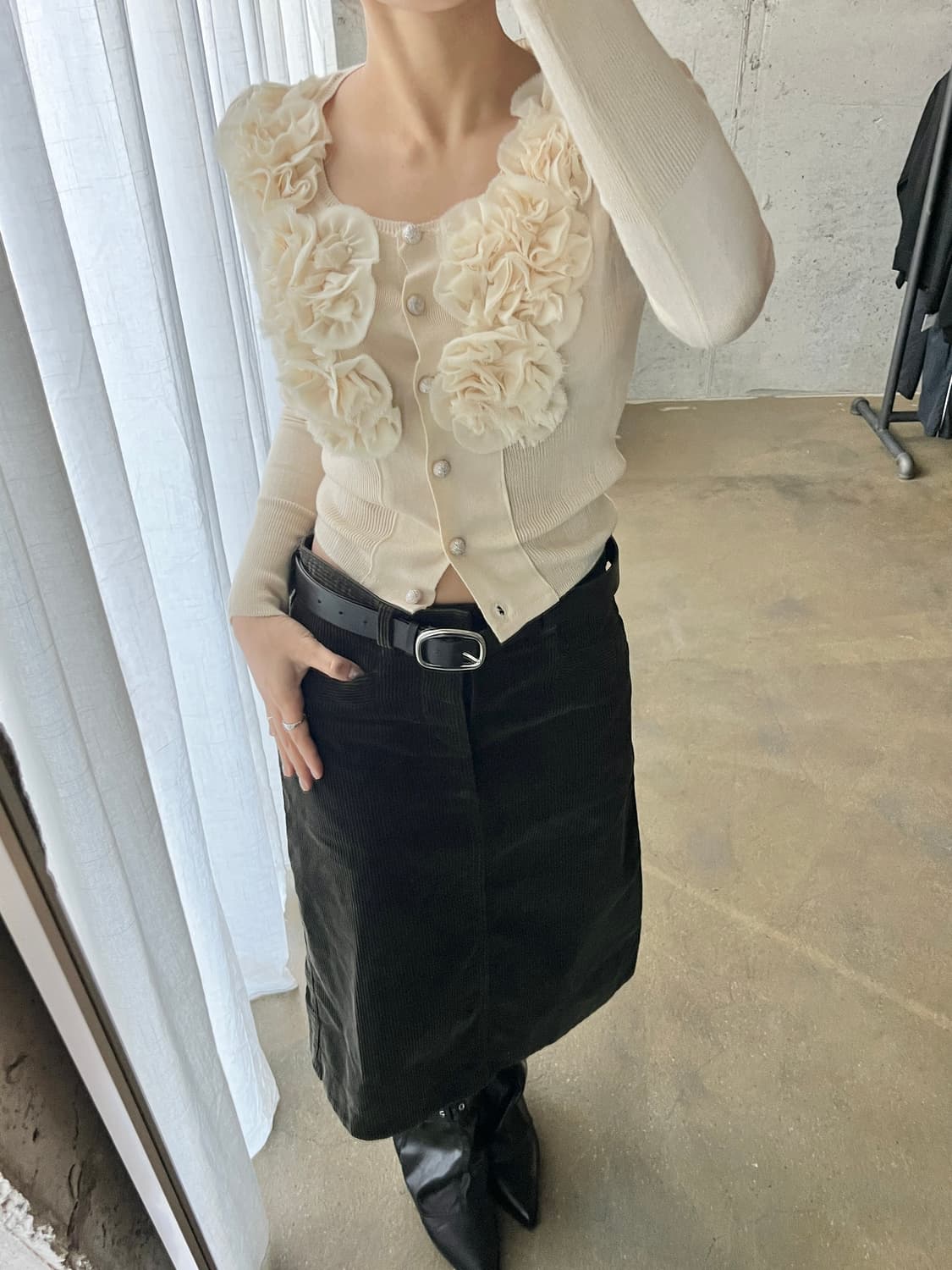 Gosia 고샤 플로럴 러플 가디건 상품이미지2