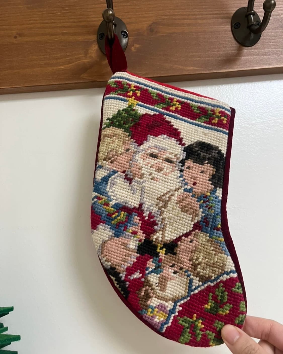 크리스마스 산타크로스 자수 벨벳 양말 선물 주머니 상품이미지2