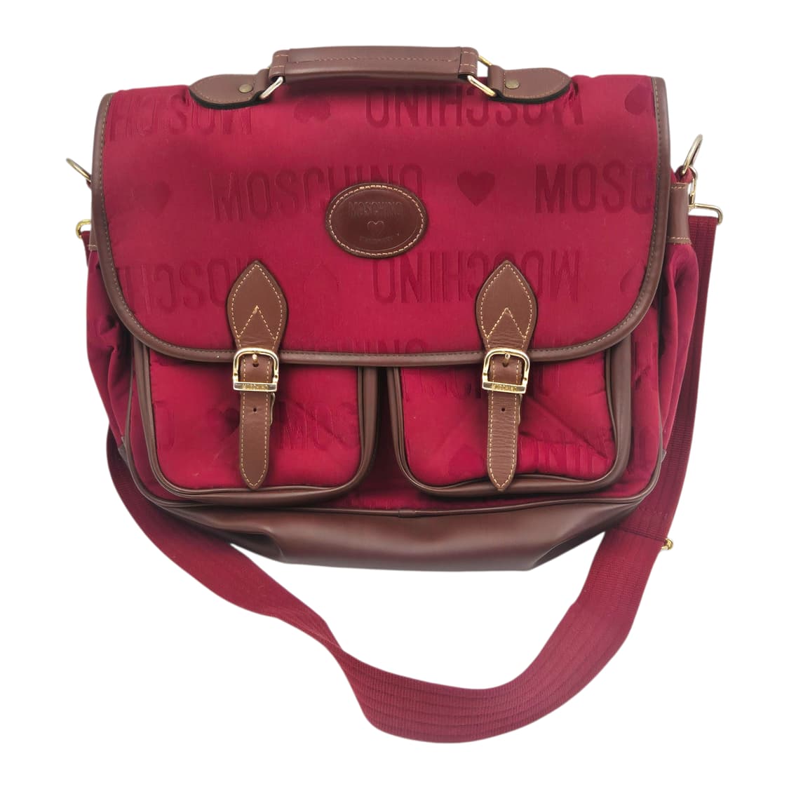 00s 러브 모스키노 레더 캔버스 벨트 크로스백 상품이미지1