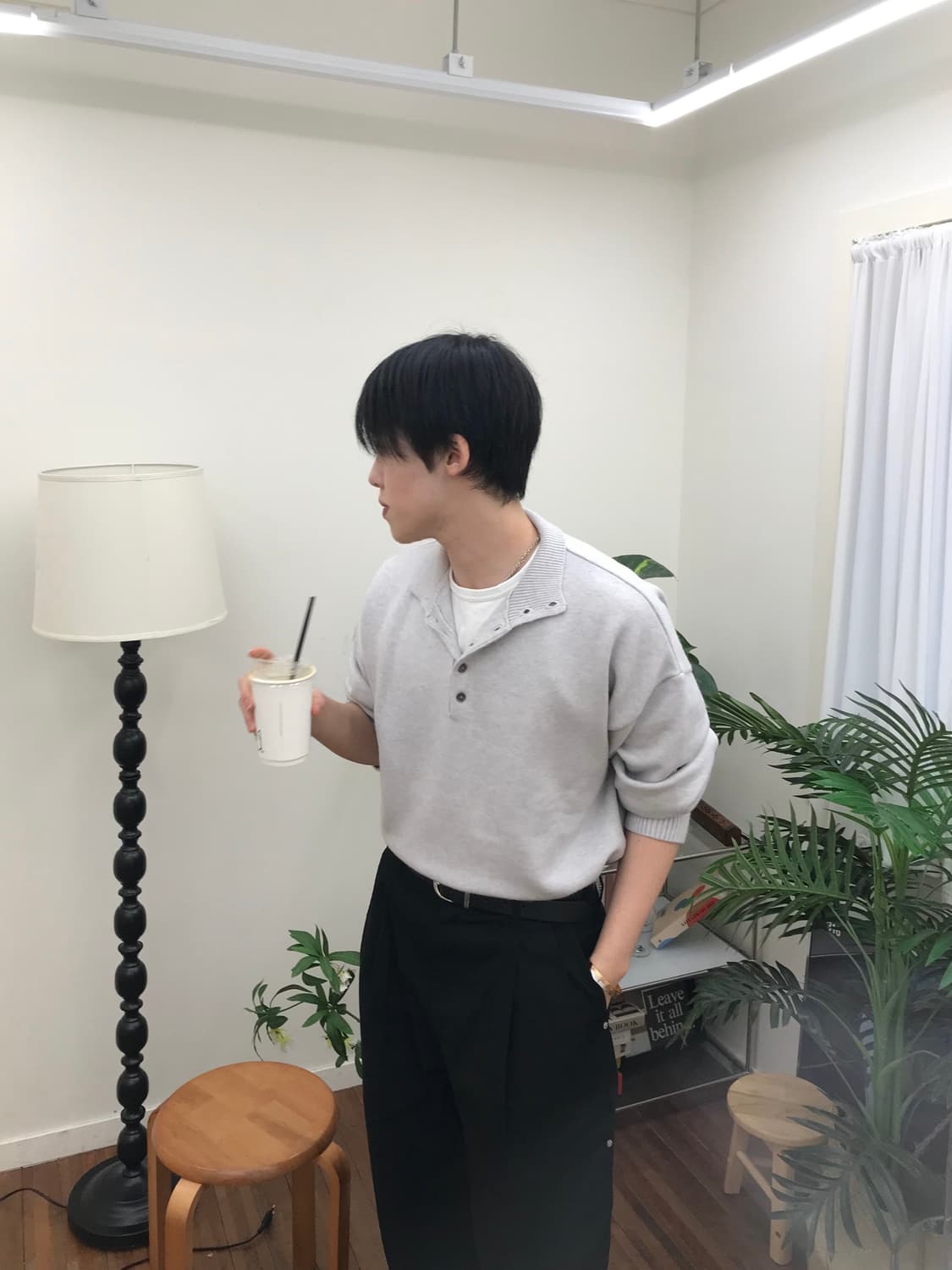 남자 반집업 니트 (버튼) 상품이미지3