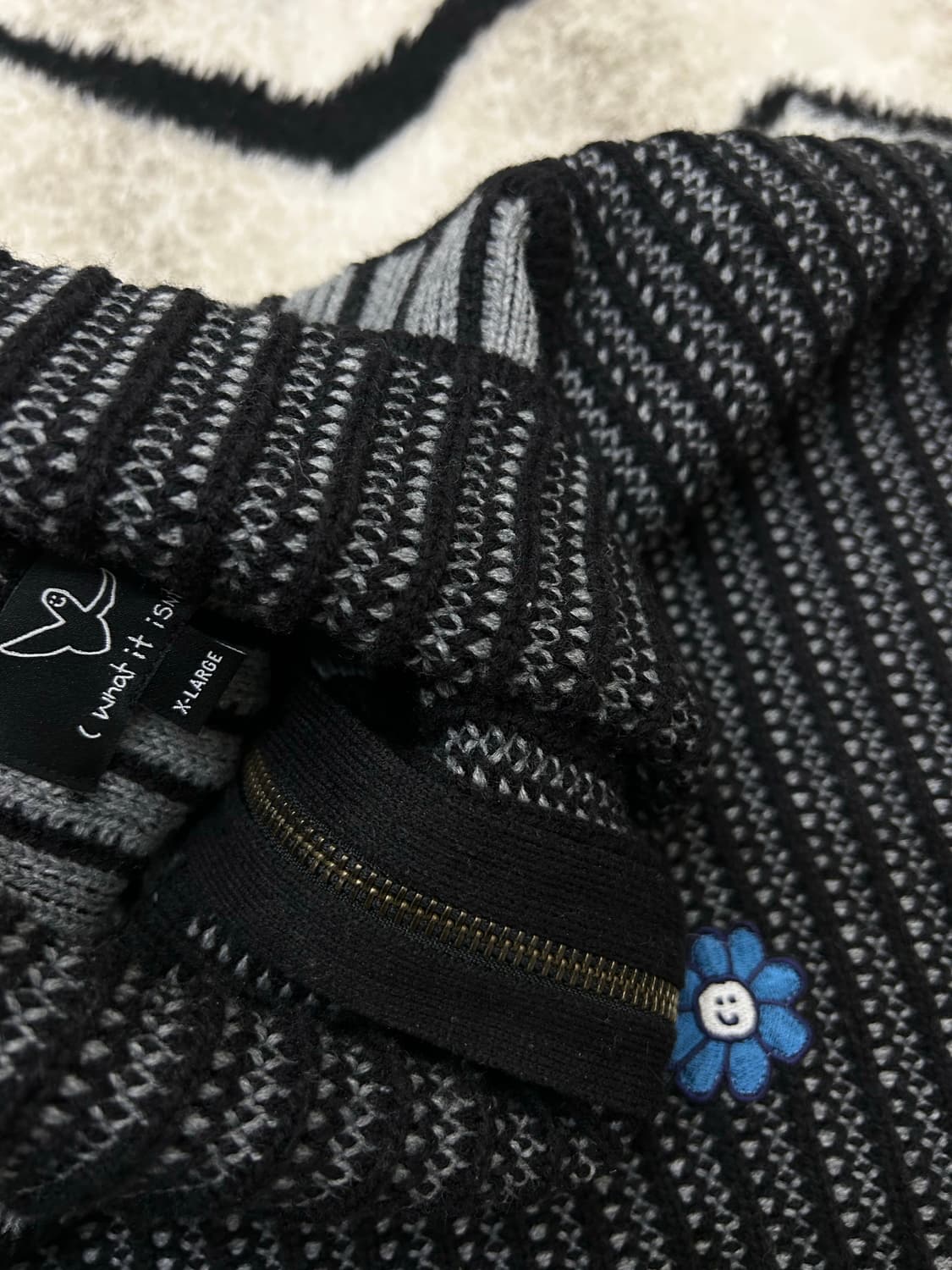 [XL]와릿이즌 하프집업 헤비 케이블 니트/블랙그레이 상품이미지5