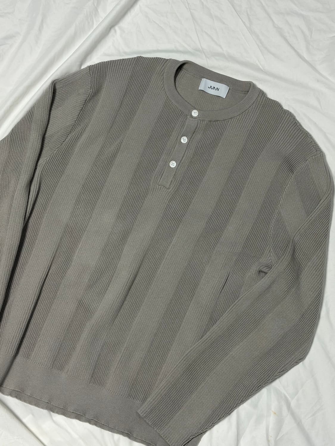 주앙옴므 헨리넥 리브드 니트 (라이트 그레이) / M 상품이미지3