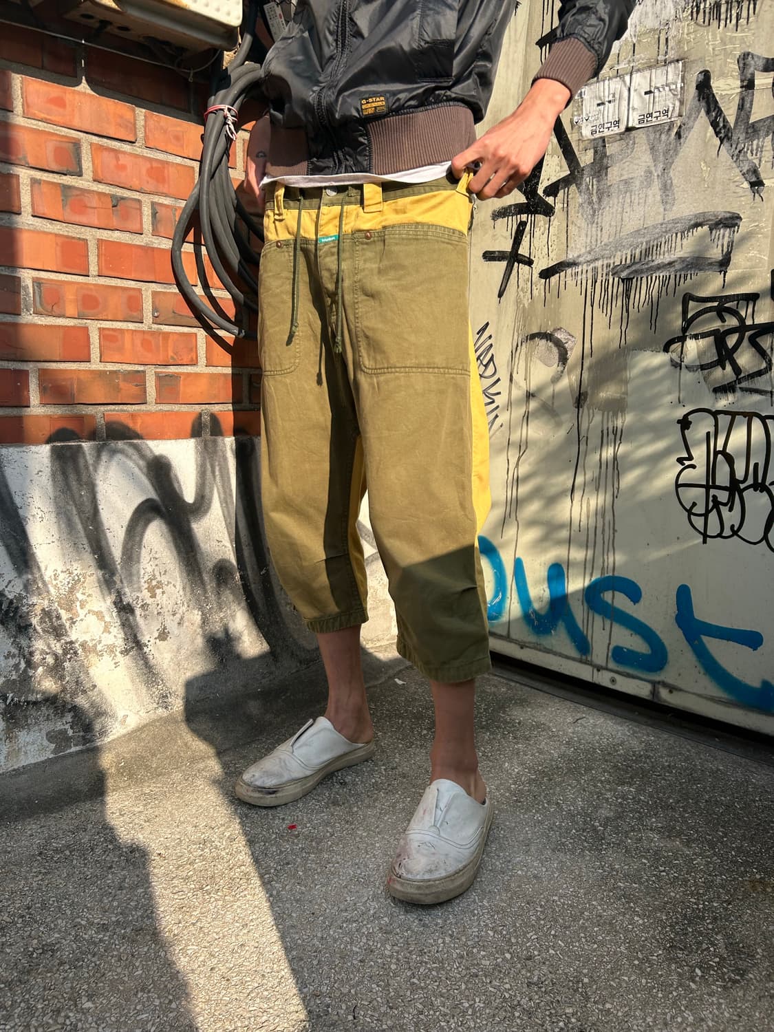 배색 카프리 배기 팬츠 상품이미지1