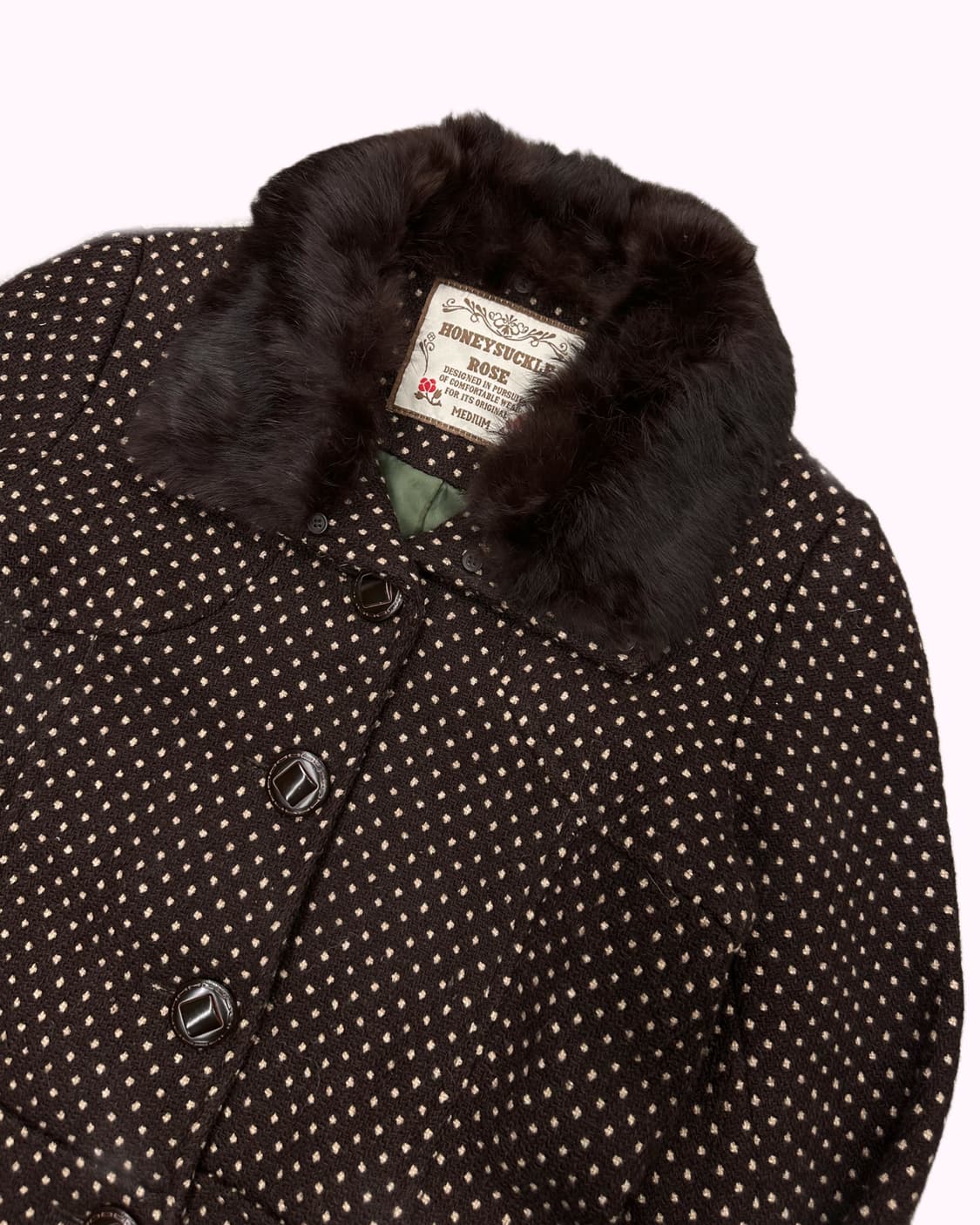 brown wool polka dot fur coat 상품이미지3