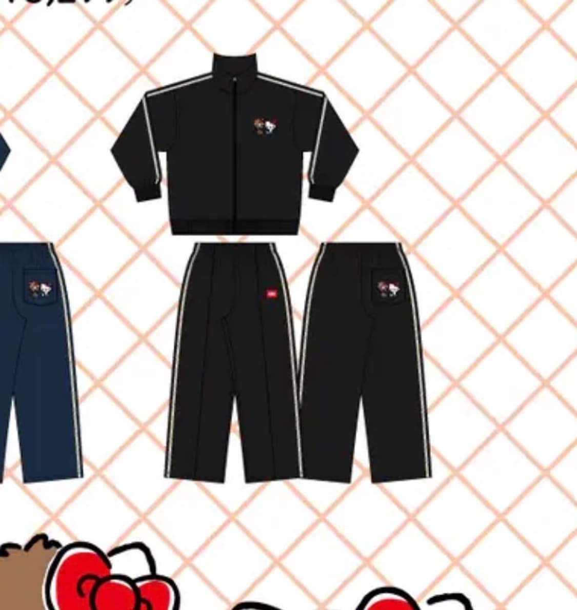 블랙 몬치치 키티 트레이닝 집업 + 바지 세트 상품이미지4