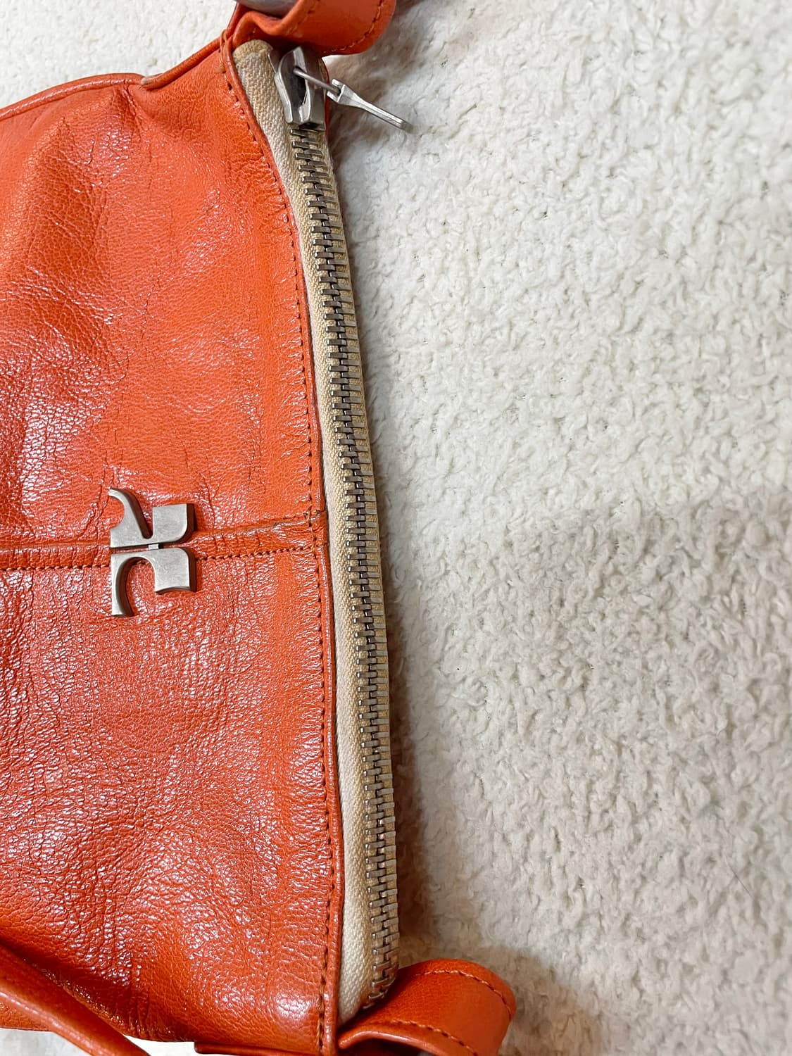 90s Courréges 꾸레쥬 소가죽 로고 미니백 상품이미지9