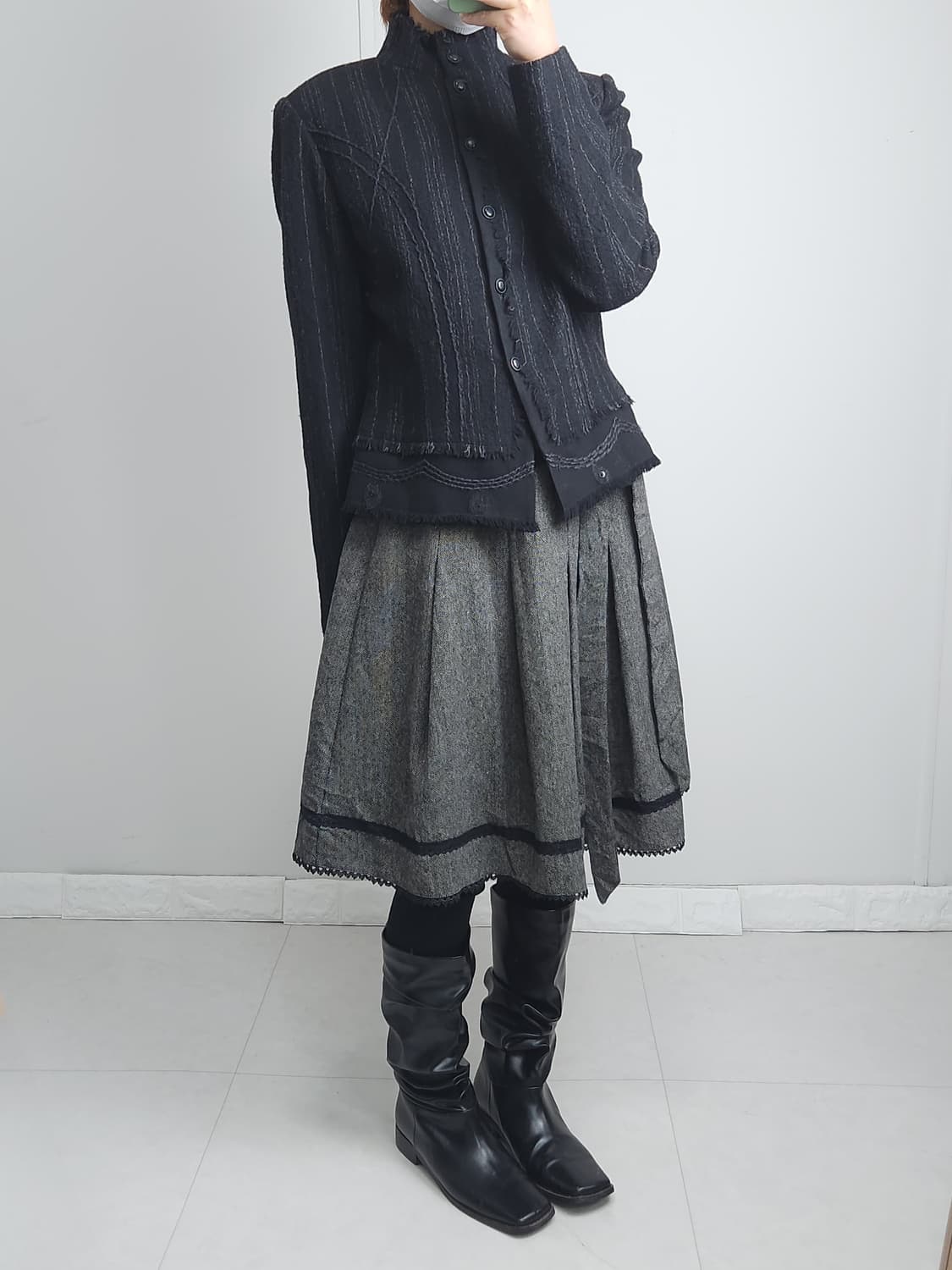 레이스 플리츠 스커트 상품이미지5