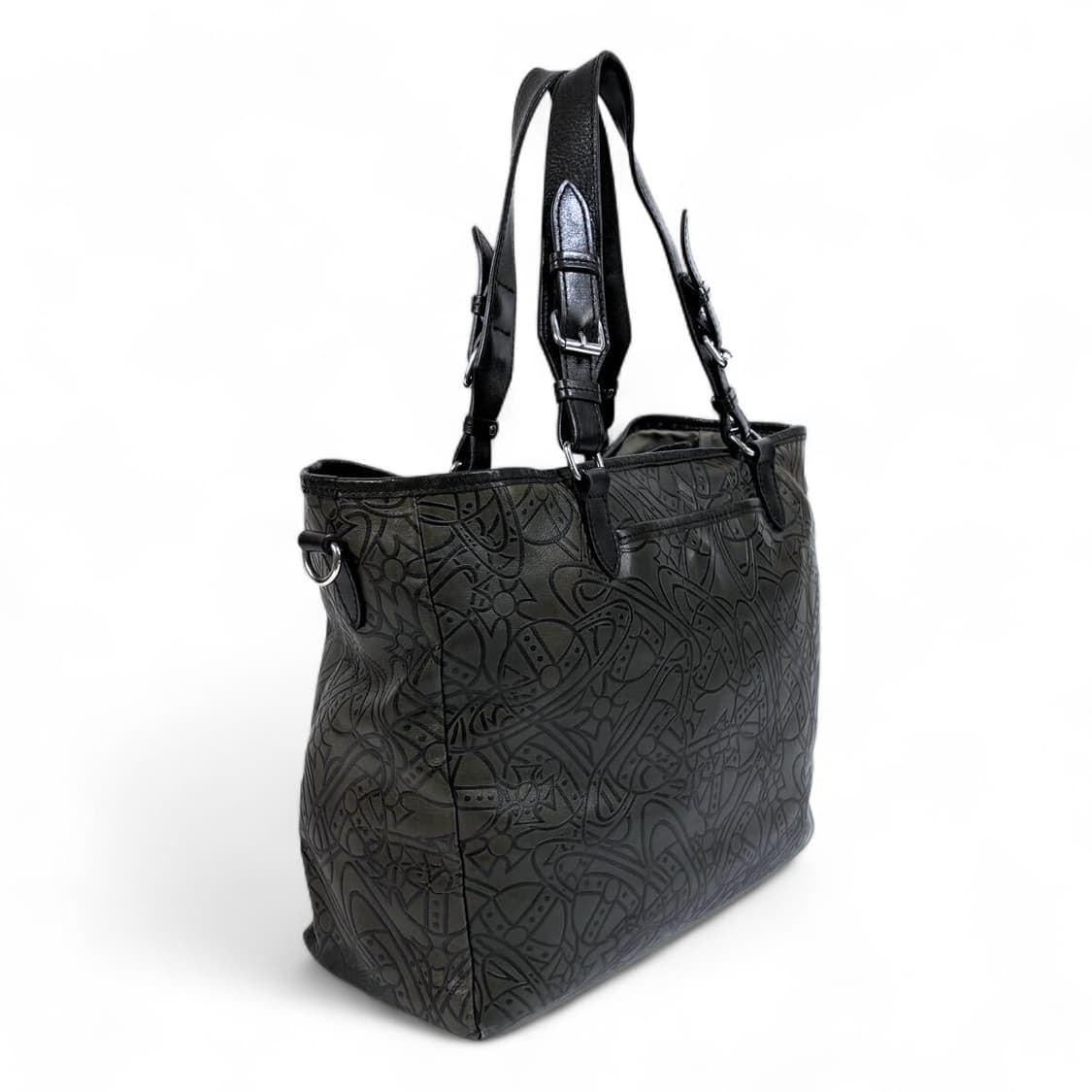 비비안 웨스트우드 로고 패턴 가죽 버클 토트백 상품이미지5