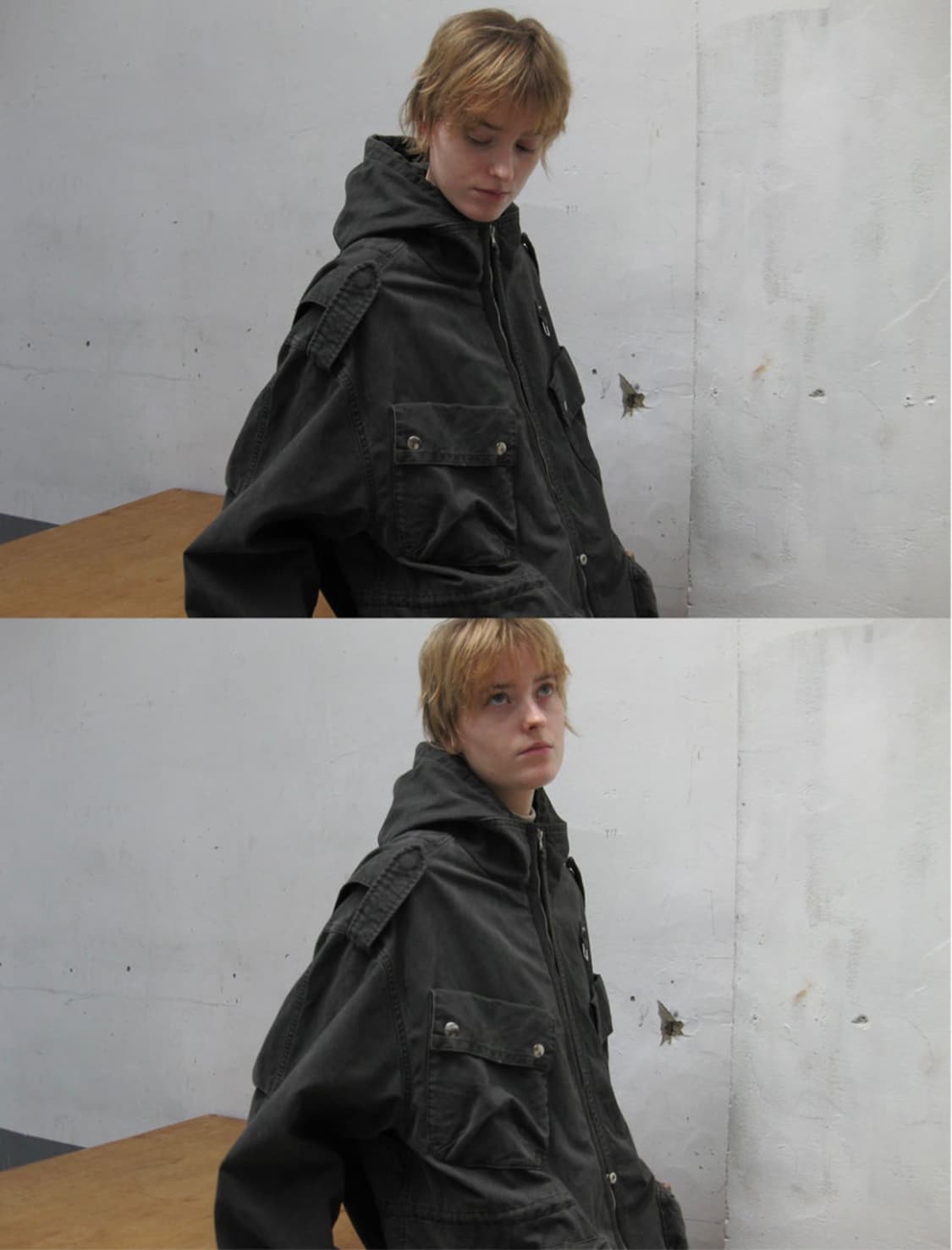 파르티멘토 우먼 2 IN 1 워시드 M65 필드자켓 차콜 개파카 상품이미지3