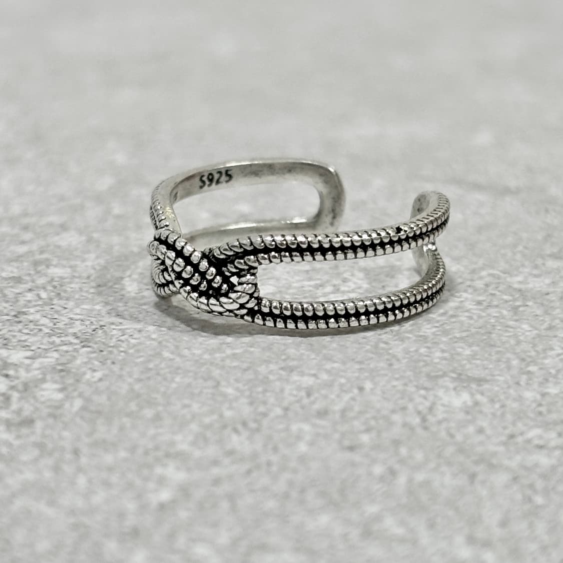 Oribell 킹크 꼬임 링크 925 스털링 실버 미니멀 오픈링 반지 상품이미지3