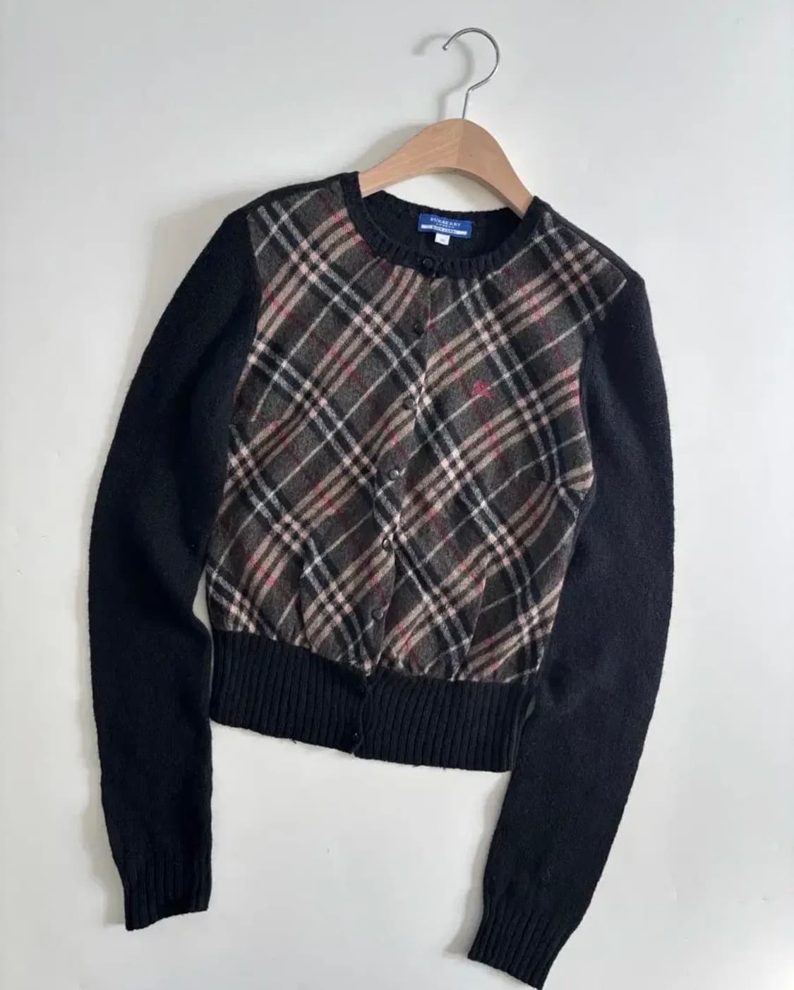 (정품) Burberry 버버리 블루 라벨 체크 니트 가디건 상품이미지4