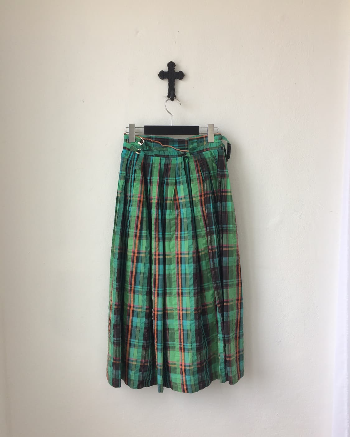 Belted check pattern long skirt 상품이미지2