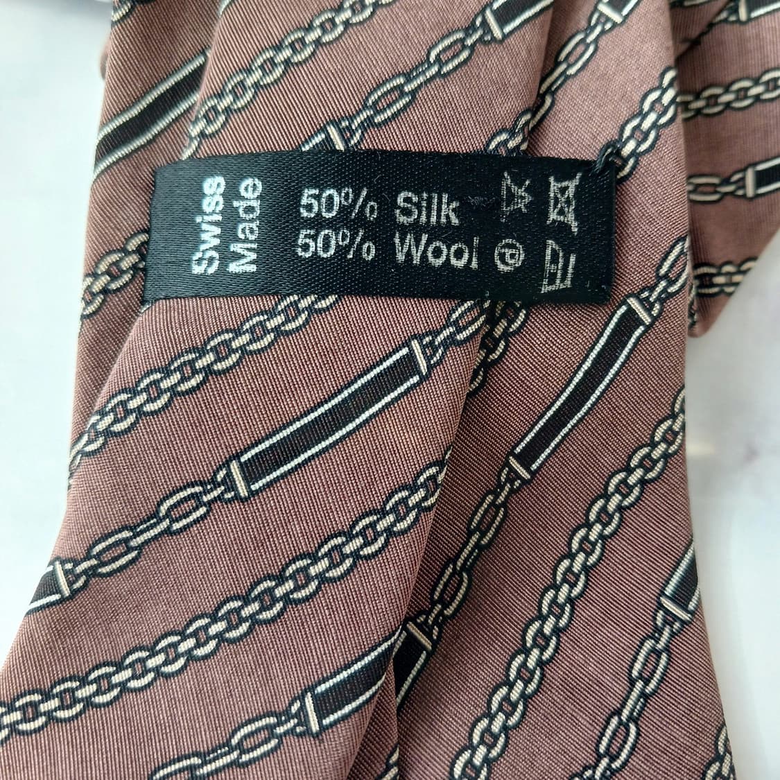 발리 실크 울 체인 패턴 넥타이 8.1cm B등급 A19648 상품이미지8