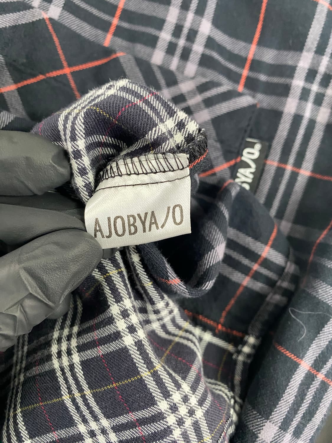 아조바이아조 오버 체크 믹스 셔츠 네이비 F  size 가슴(단면) 59 상품이미지4