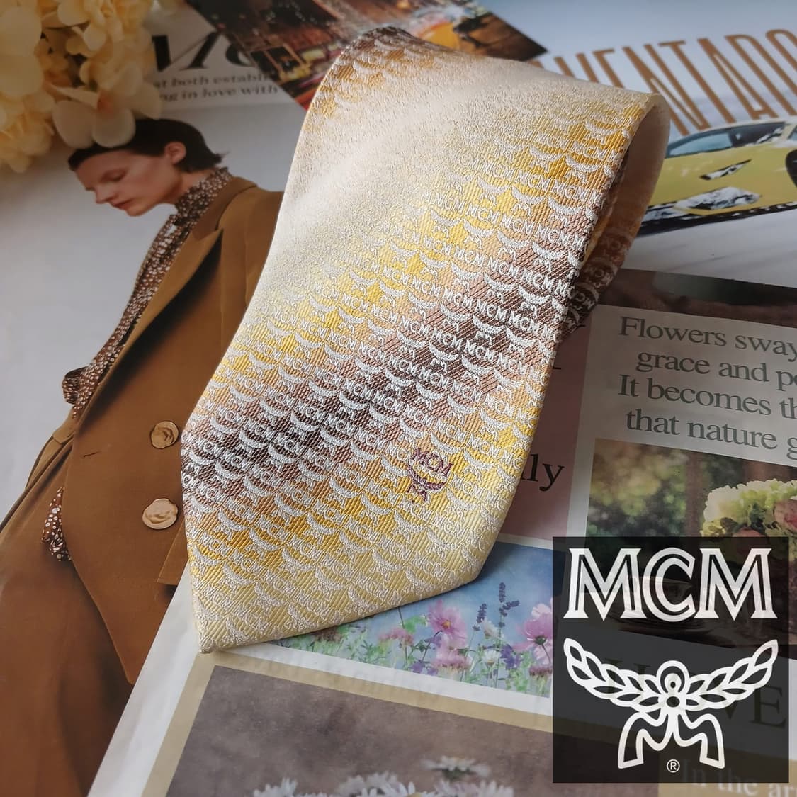 MCM 실크 옐로우 모노그램 넥타이 9.2cm A등급 A19259
 상품이미지2