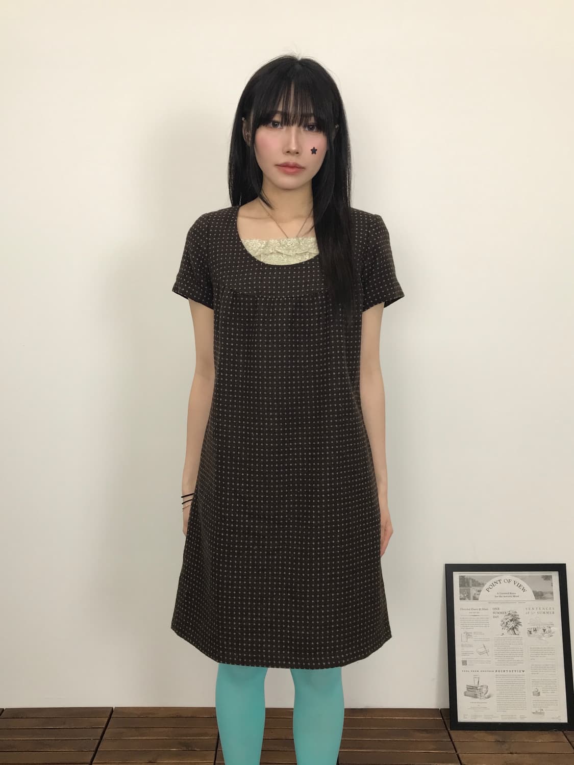 Jpn Brown Mint Polka Dot Mini Dress 상품이미지2