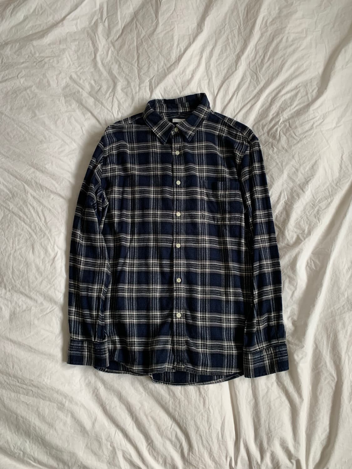 네이비 체크 셔츠 상품이미지1