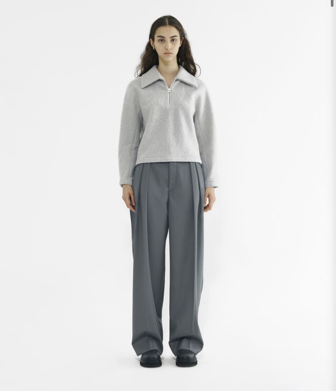 pleated wide fit pants grey 와이드팬츠 슬랙스 바지 상품이미지1