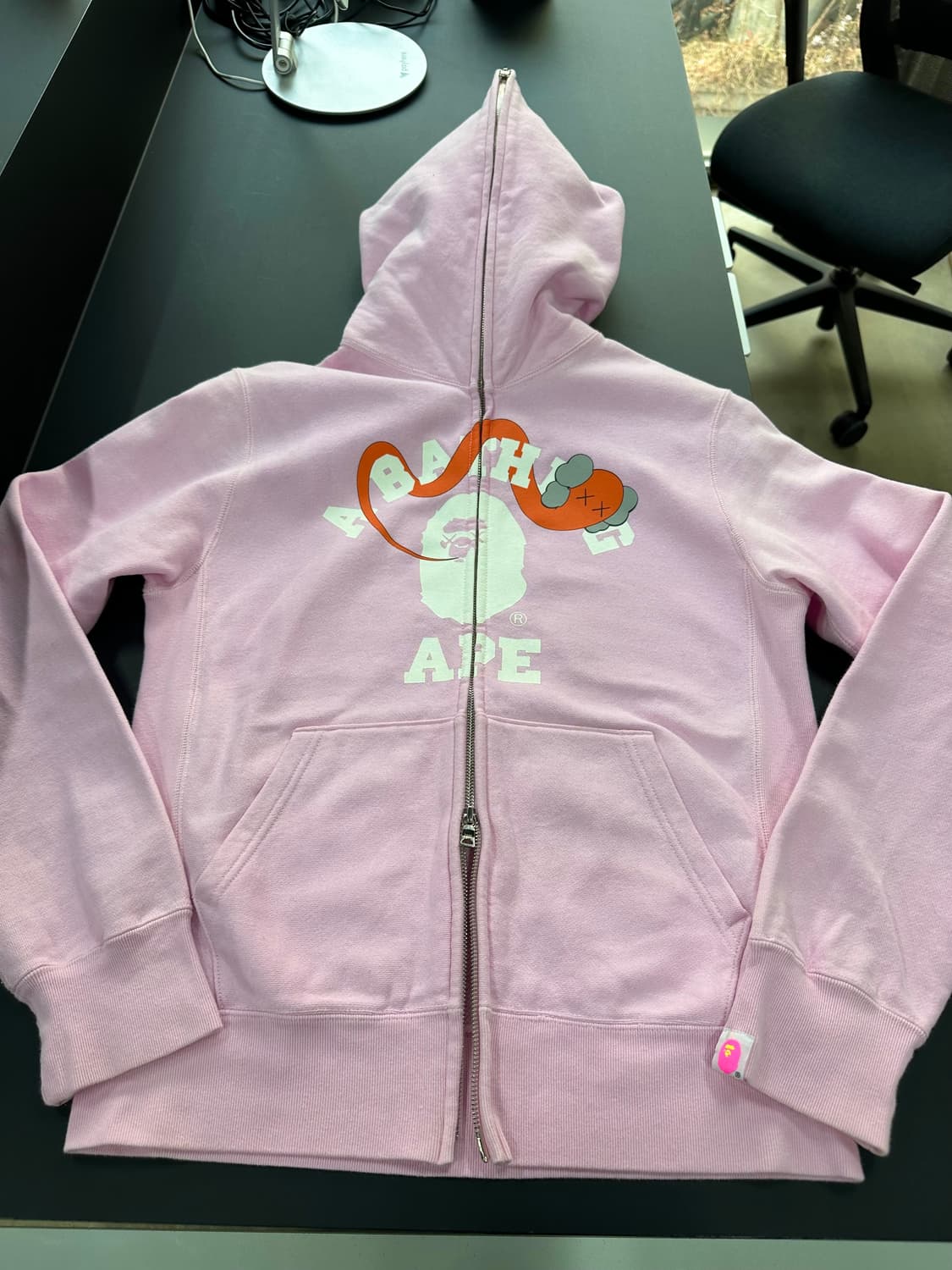베이프x카우스 풀 후드집업 핑크 상품이미지4
