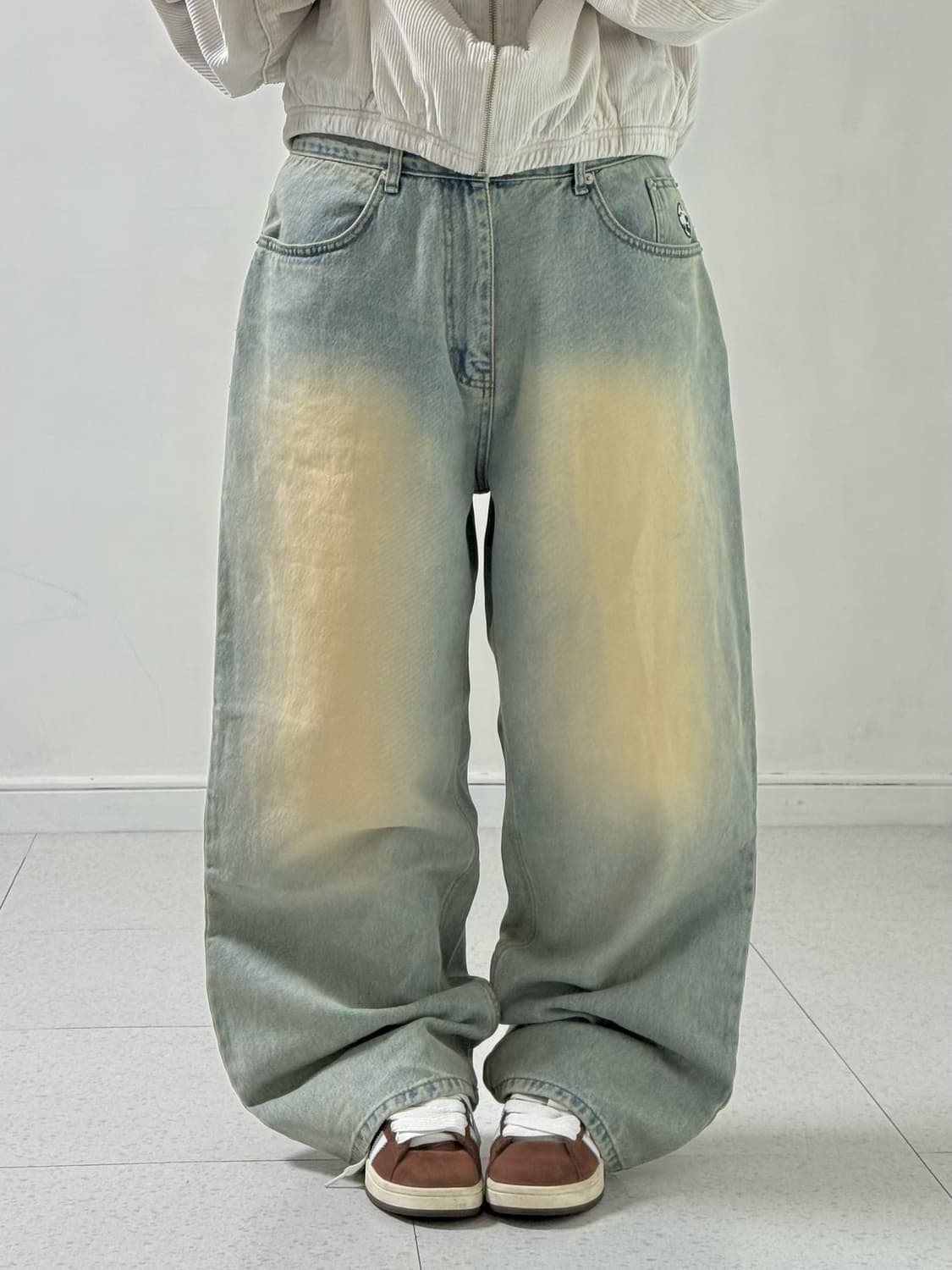 위캔더스 워시드 스컬 데님팬츠 상품이미지1