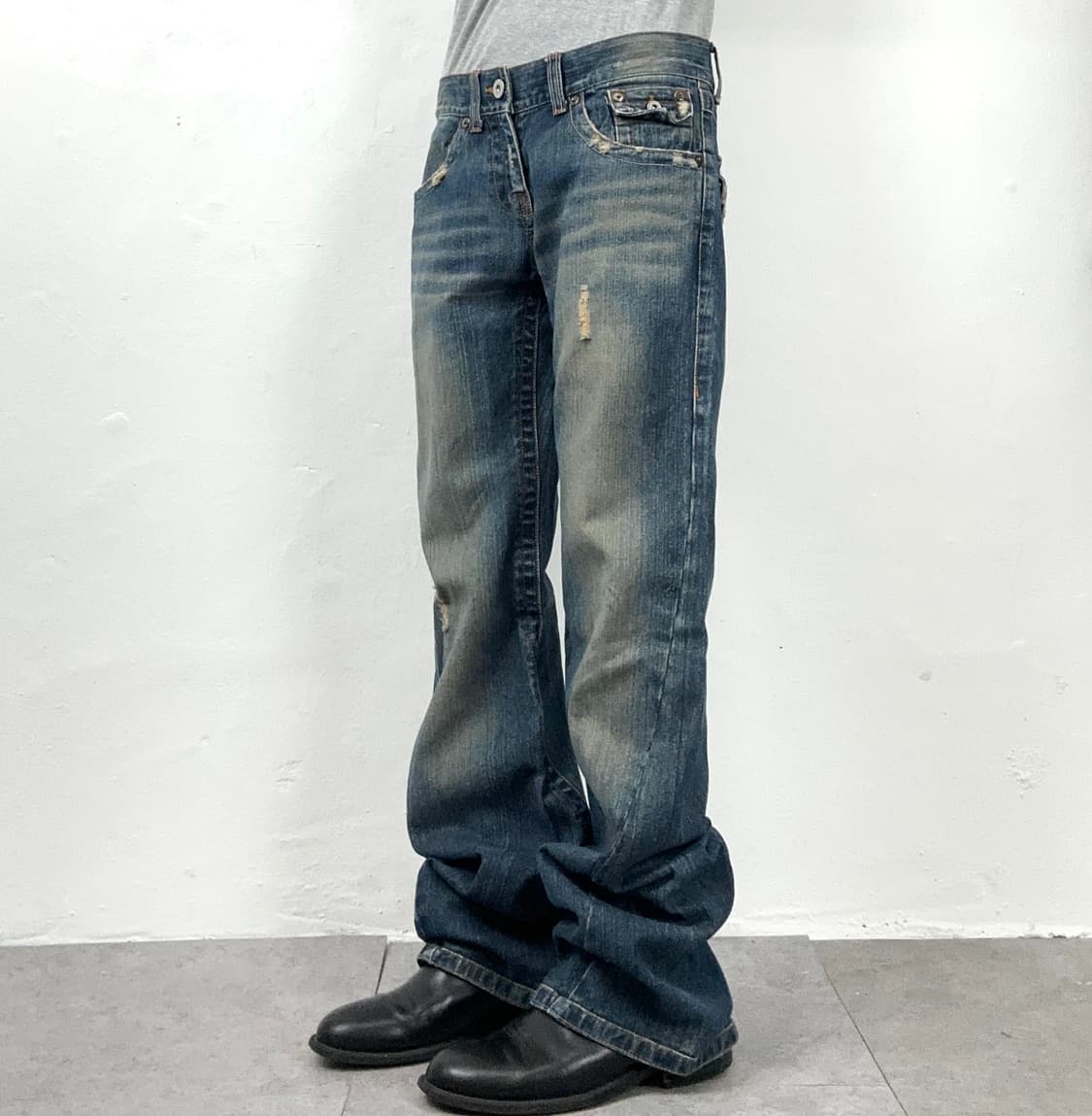 Heavy Washed Flap Pocket Denim Pants 상품이미지3