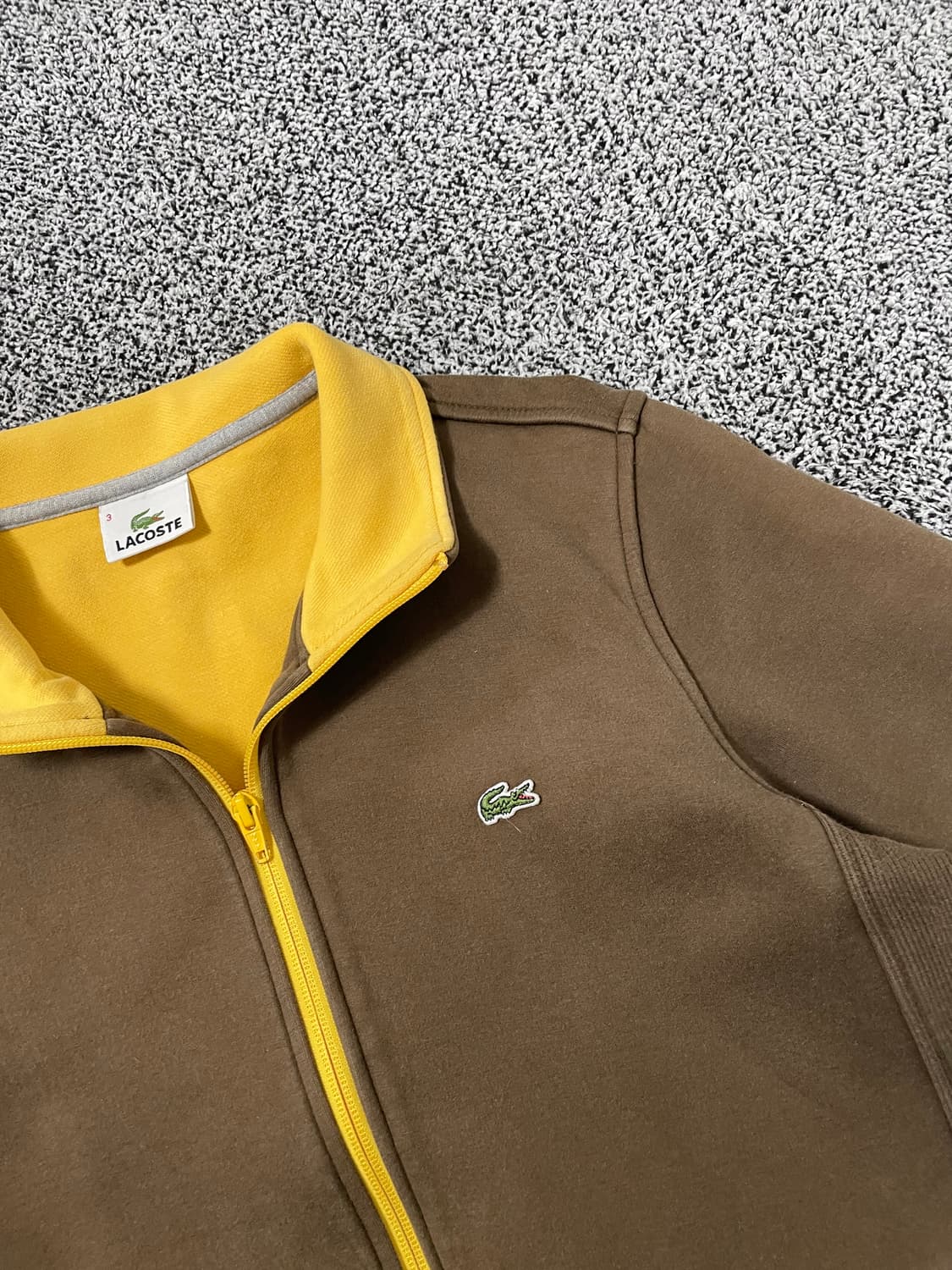 빈티지9. 라코스테 초코브라운 옐로우 배색 져지 트랙탑 초코바나나 상품이미지2