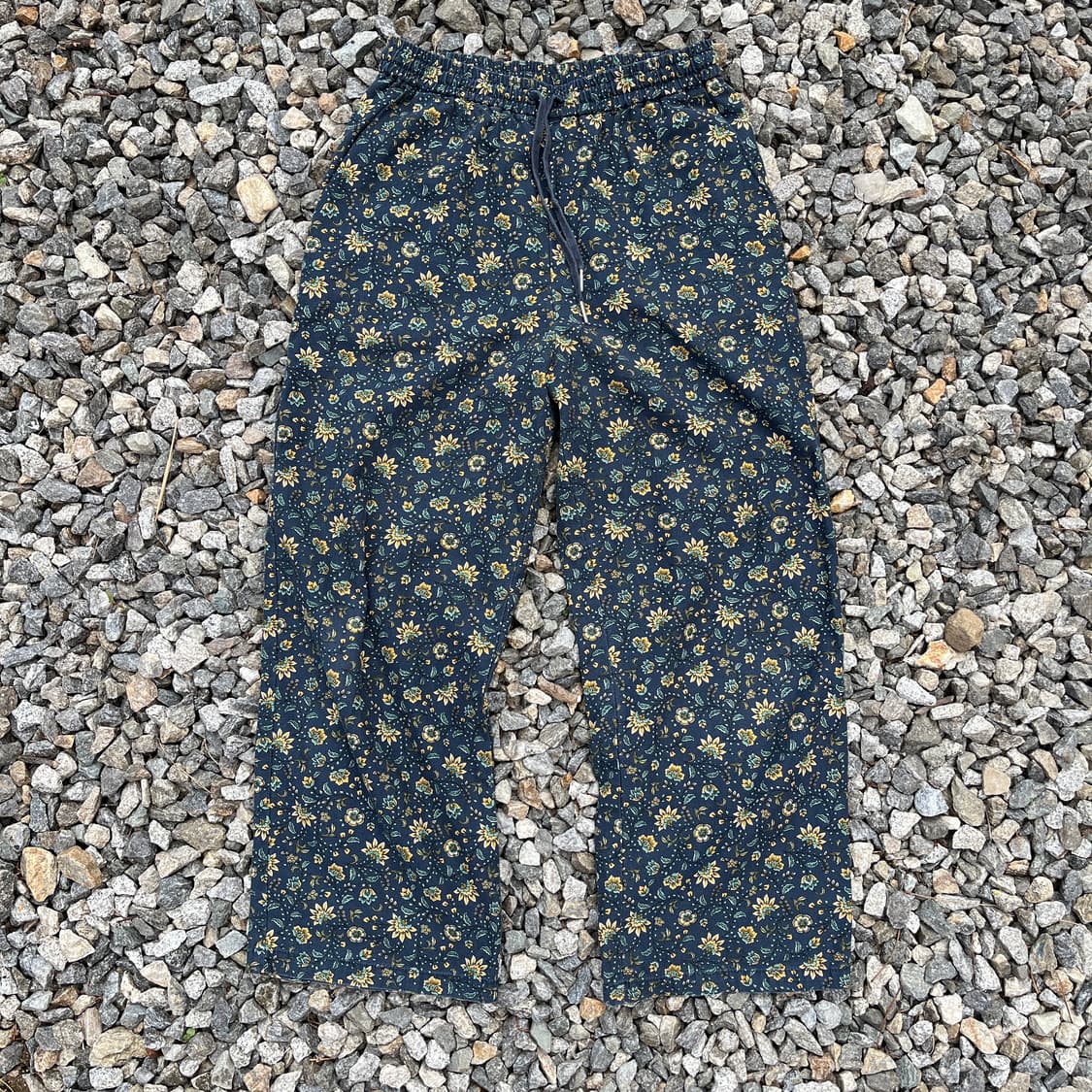 일본 빈티지 플라워 패턴 와이드 팬츠 (실측확인) 상품이미지1