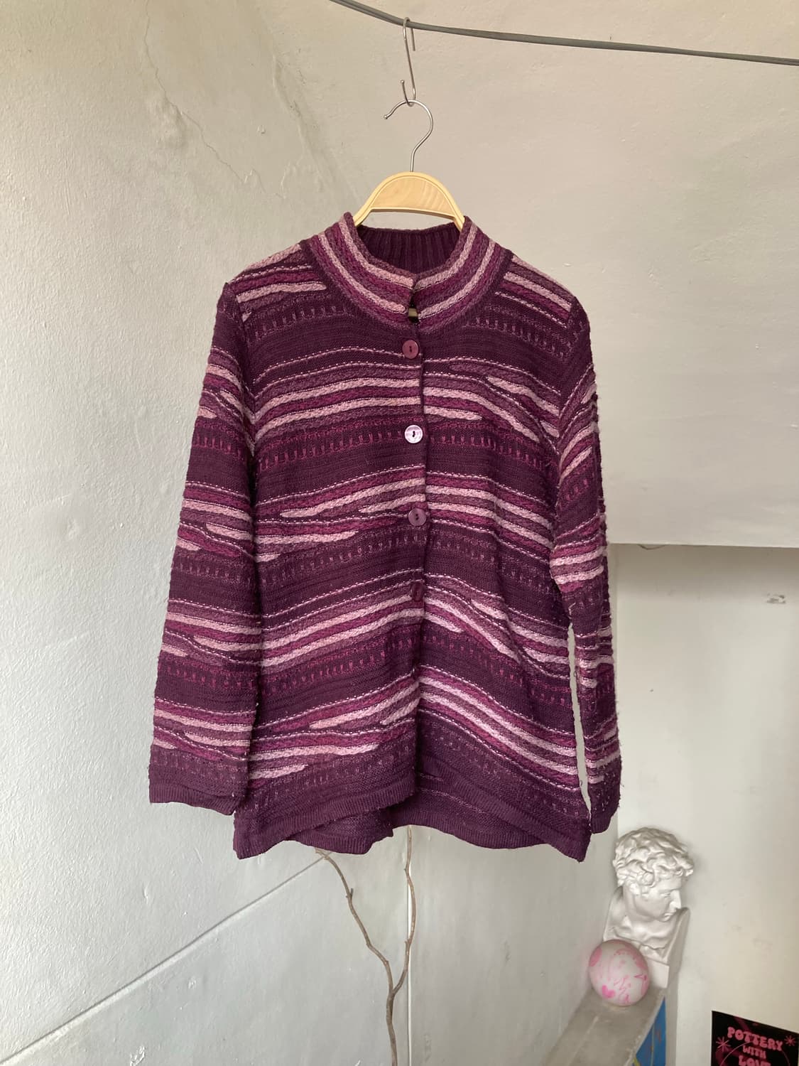 빈티지 모리걸 스트라이프 포도 가디건 상품이미지1