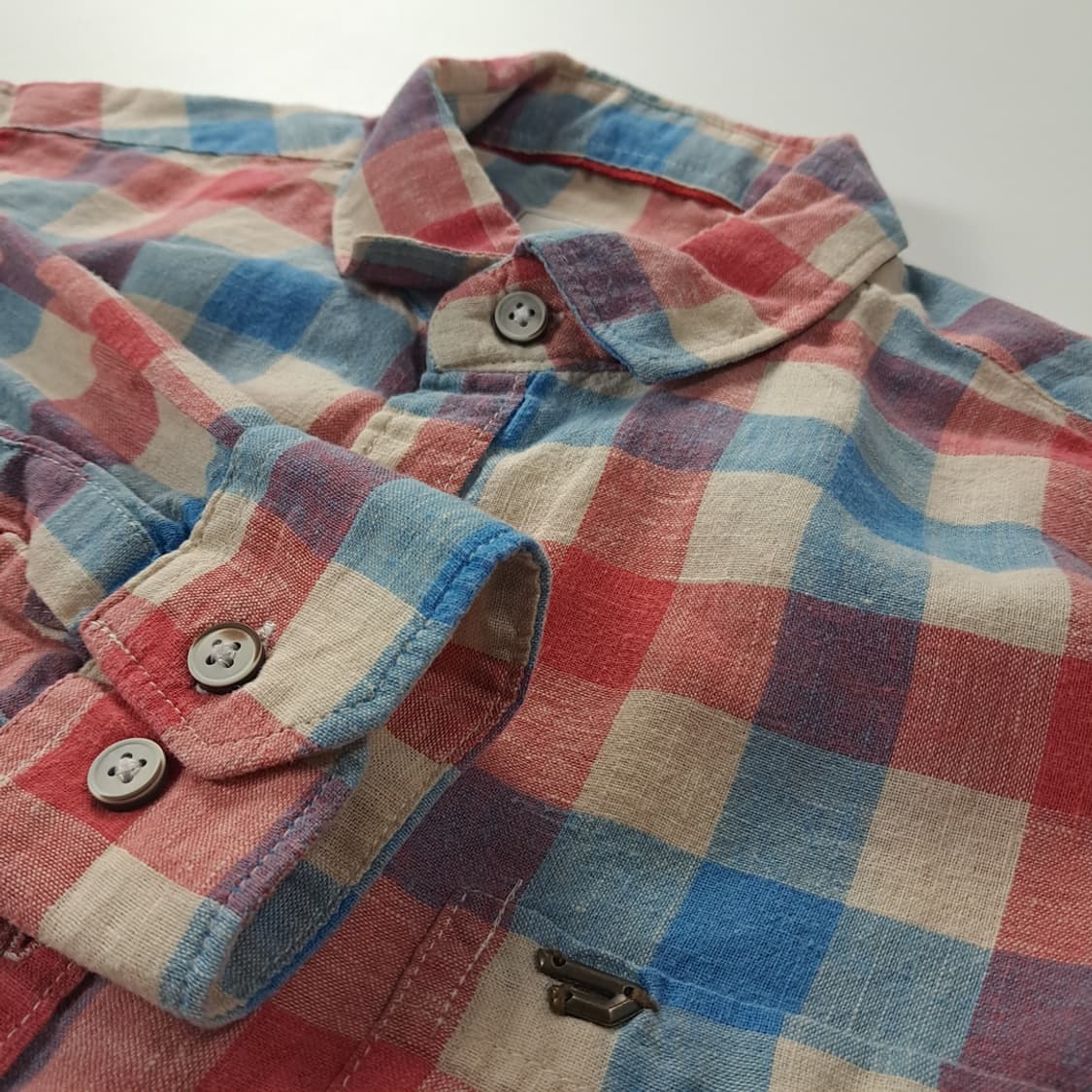 CK364 S 디젤 00s 코튼린넨 깅엄체크 셔츠 남방 상품이미지5