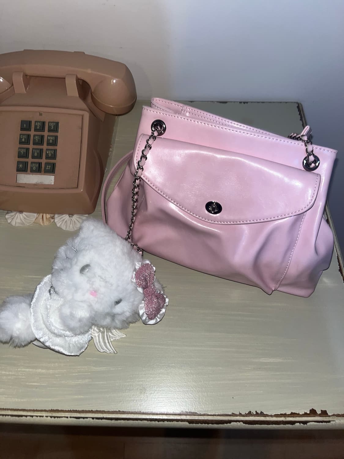 공홈품절)*키링증정 아이당클럽 체인 미니백 핑크 상품이미지2