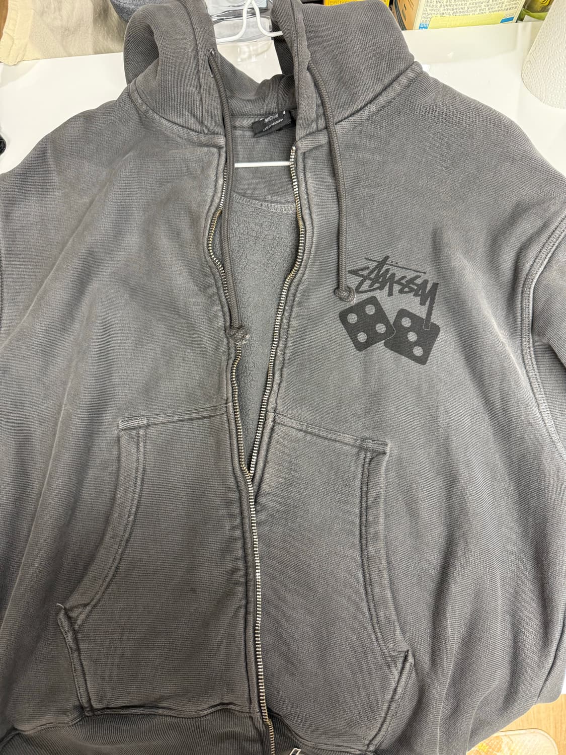 스투시 피그먼트 다이스 후드집업 블랙M 상품이미지1