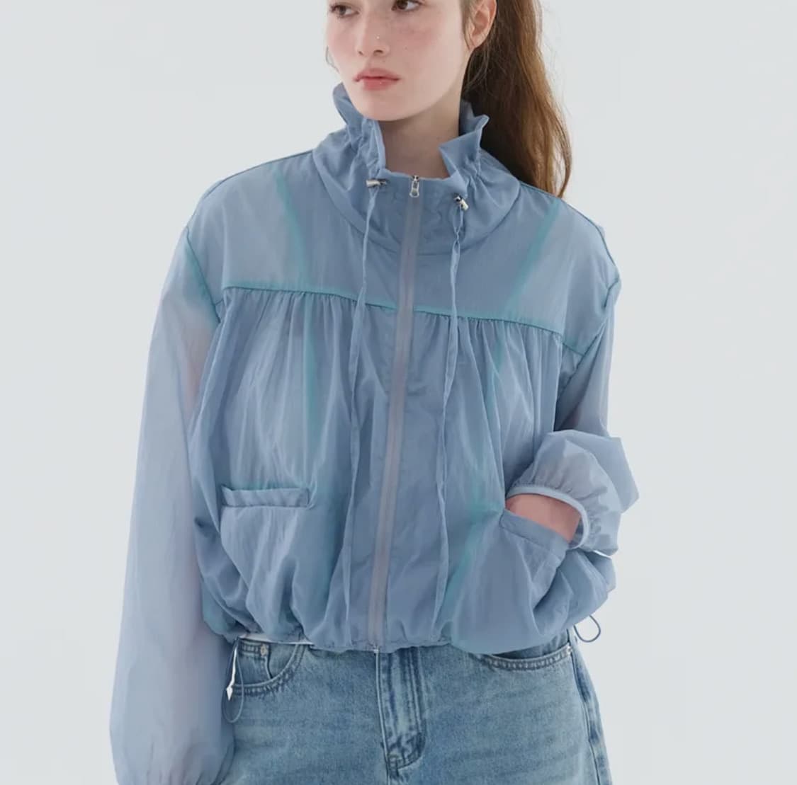 새상품 노이아고 시스루 셔링 바람막이 상품이미지1