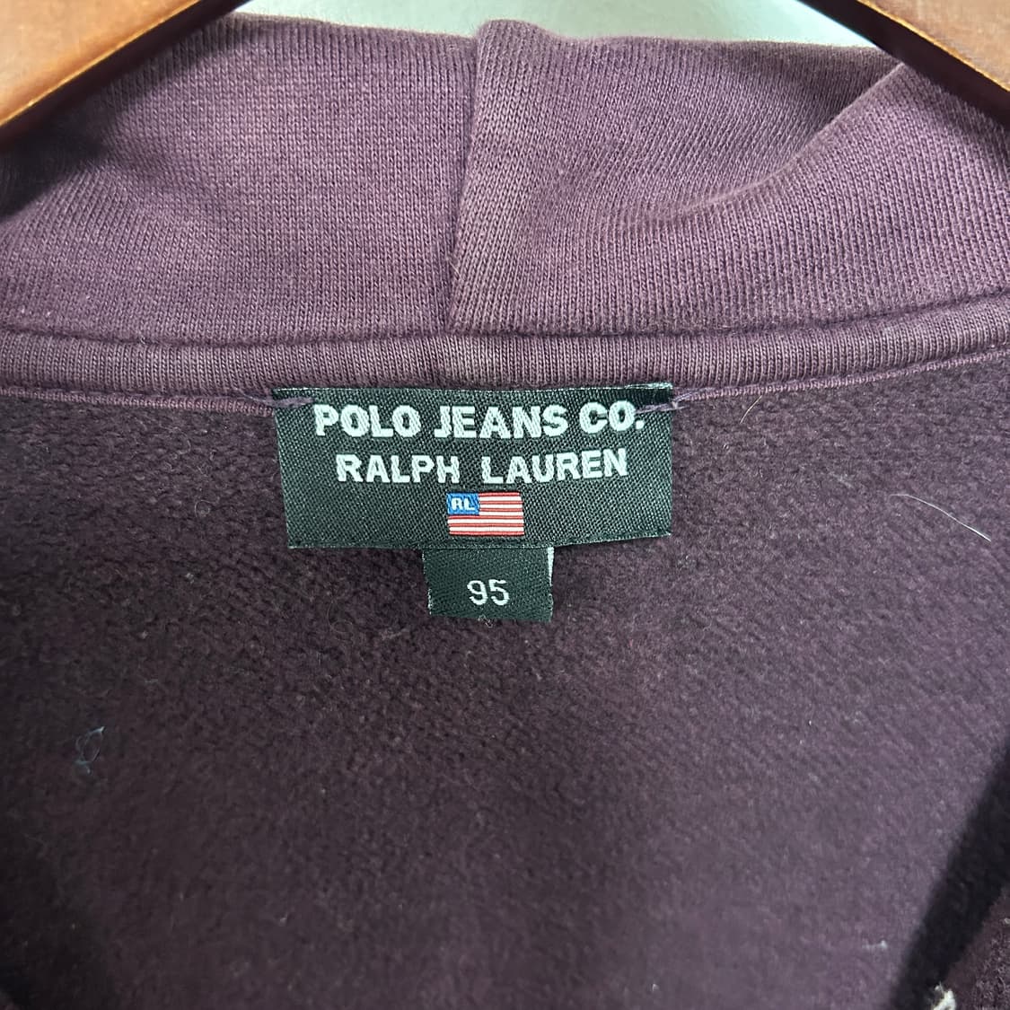 폴로 진스 빈티지 아치로고 버건디 후드집업 상품이미지6