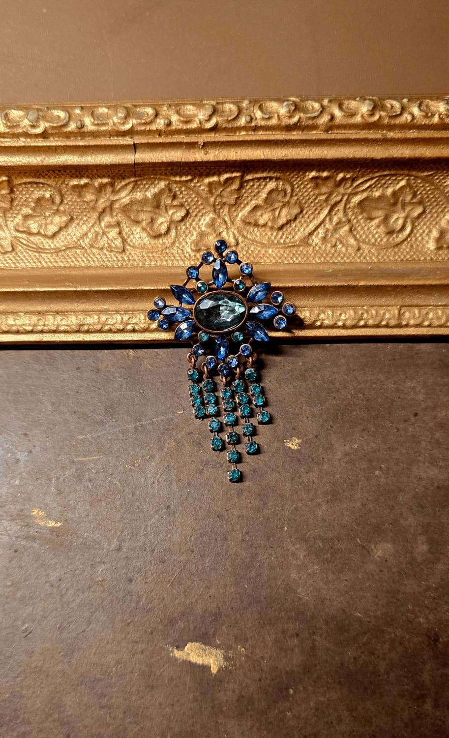 (90s) 오리지널 빈티지 브로치 블루 앤 그린 드롭 상품이미지2