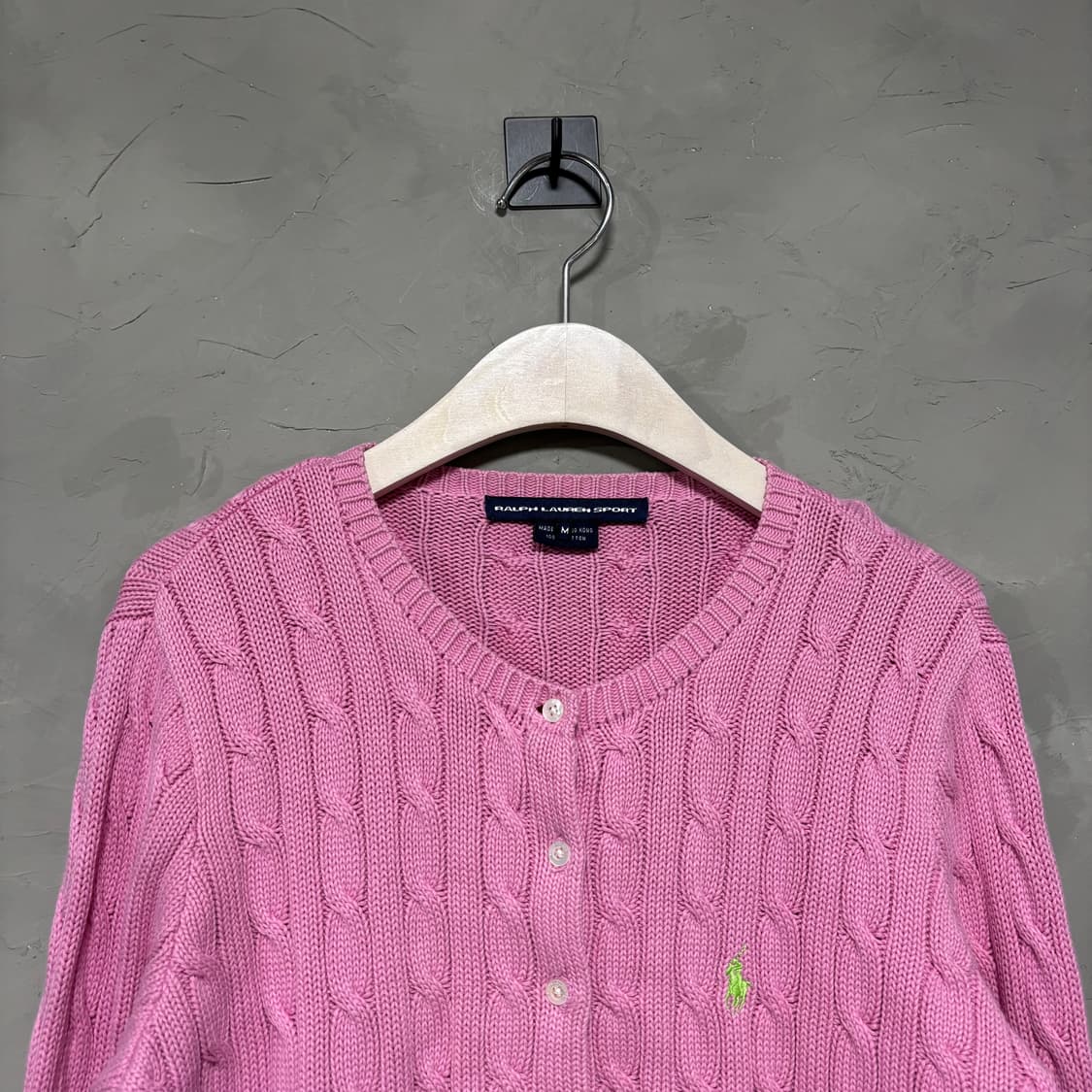 폴로 랄프로렌 꽈배기 니트 가디건 핑크 상품이미지2