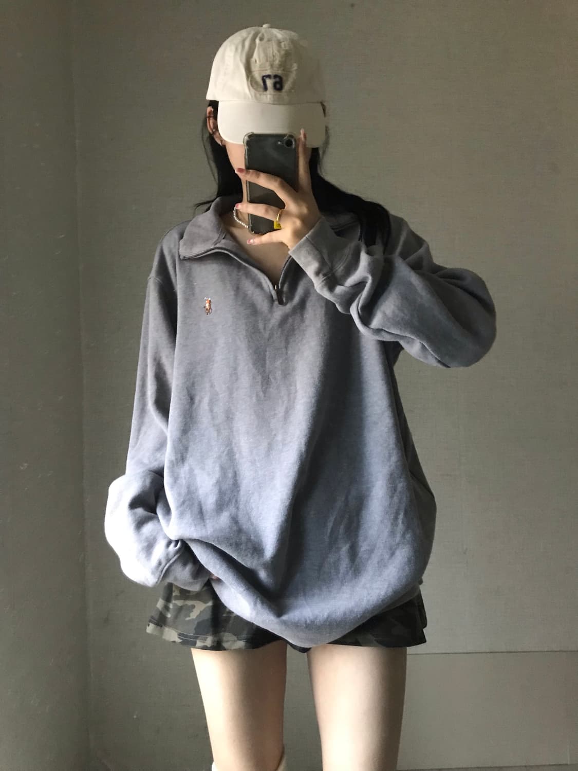 폴로 그레이 코튼 반집업 상품이미지5
