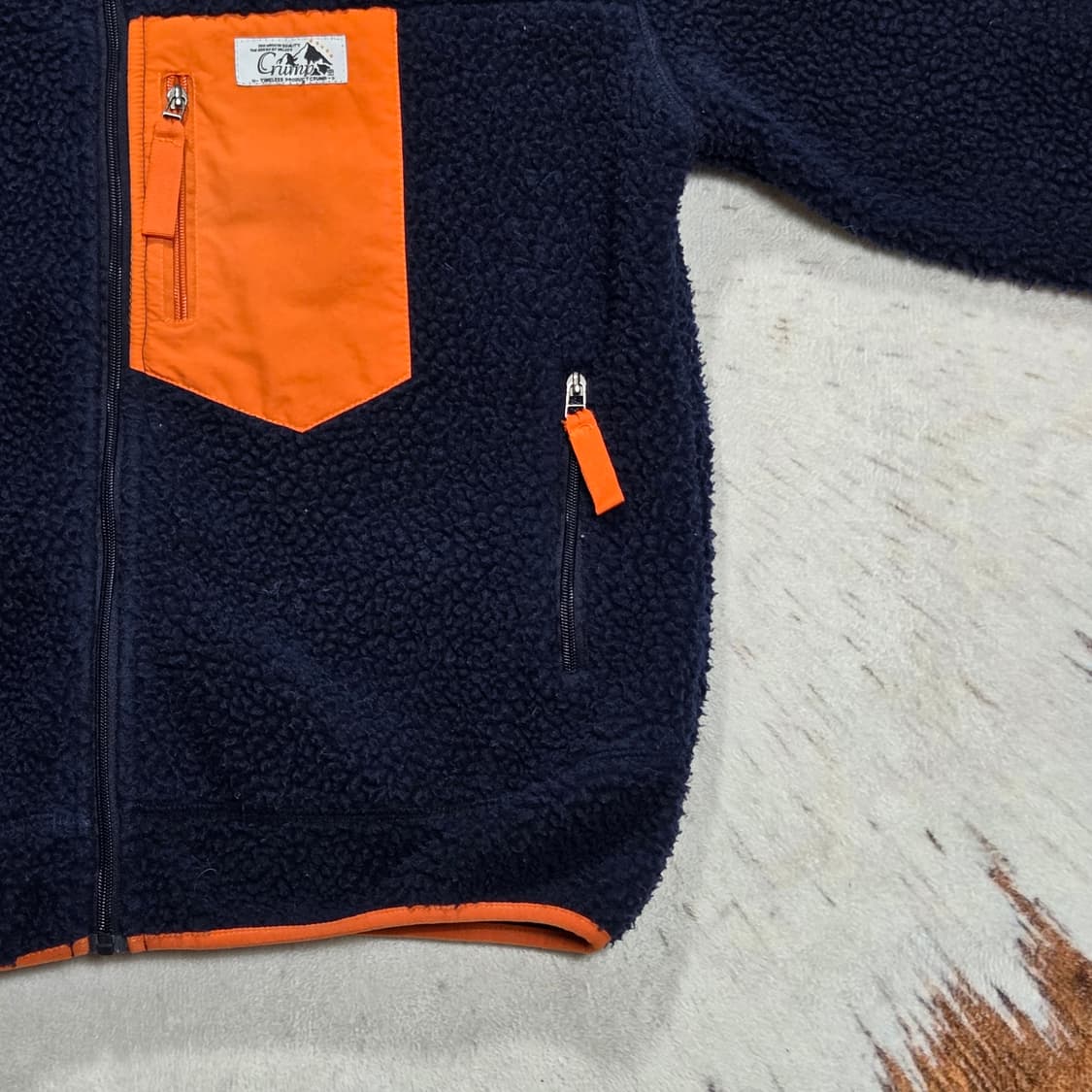 네이비 오렌지 하이넥 후리스 집업 상품이미지3