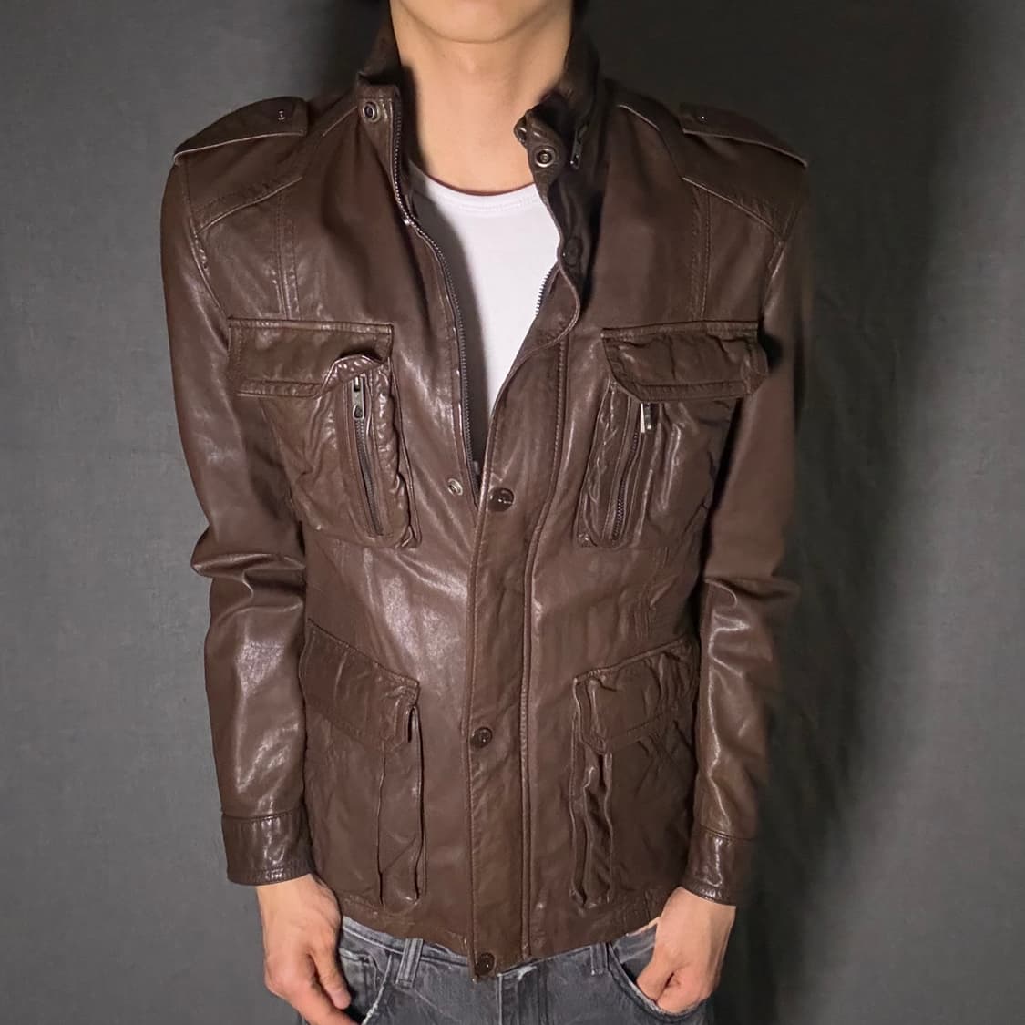 vintage pocket leather jacket 상품이미지1