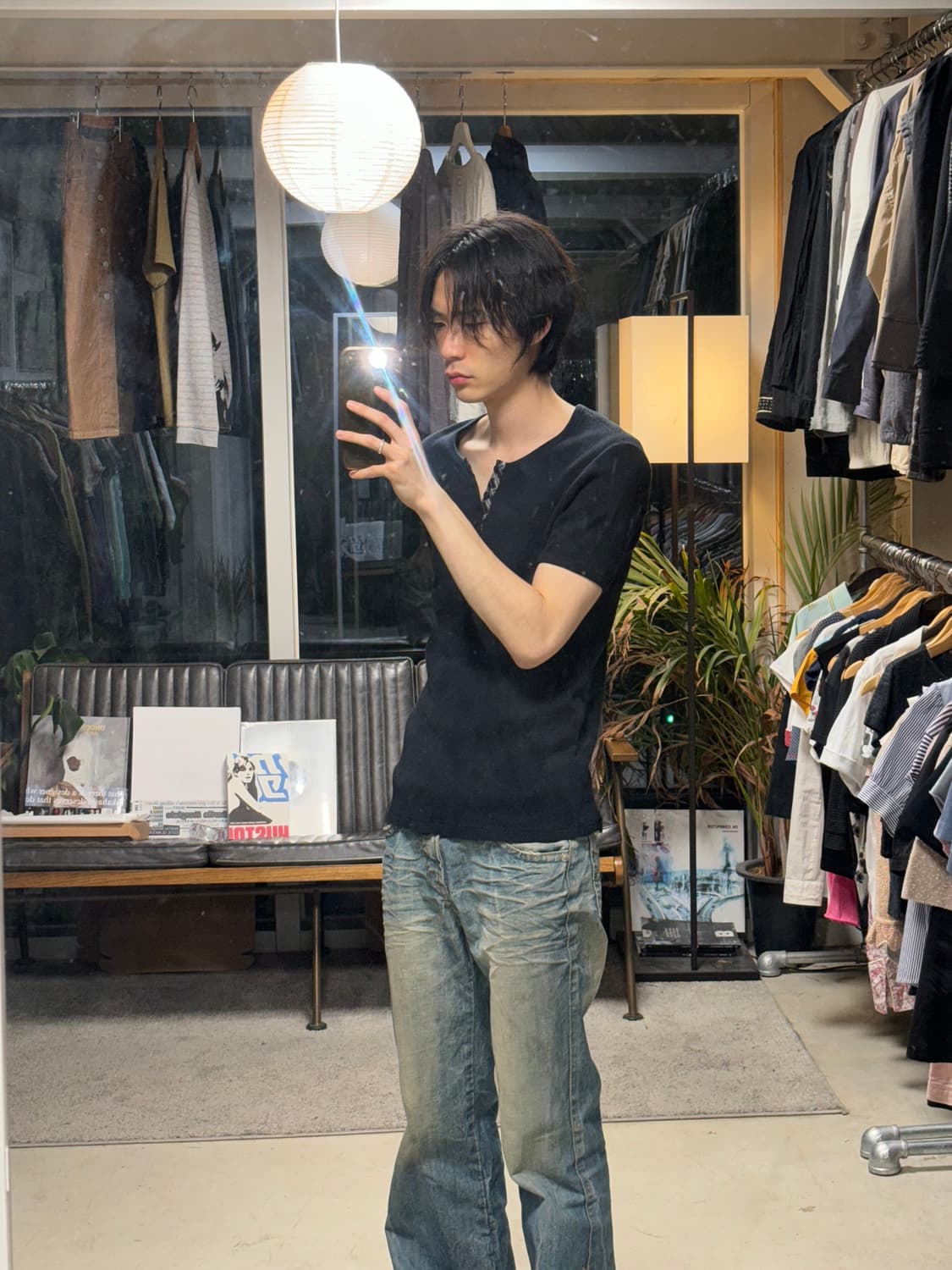 버버리 블랙 헨리넥 와플 티셔츠  상품이미지4