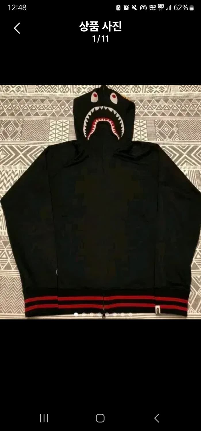 xxl 2xl 베이프 샤크후드 후드 집업 블랙 저지 집업 후디 bape 상품이미지1