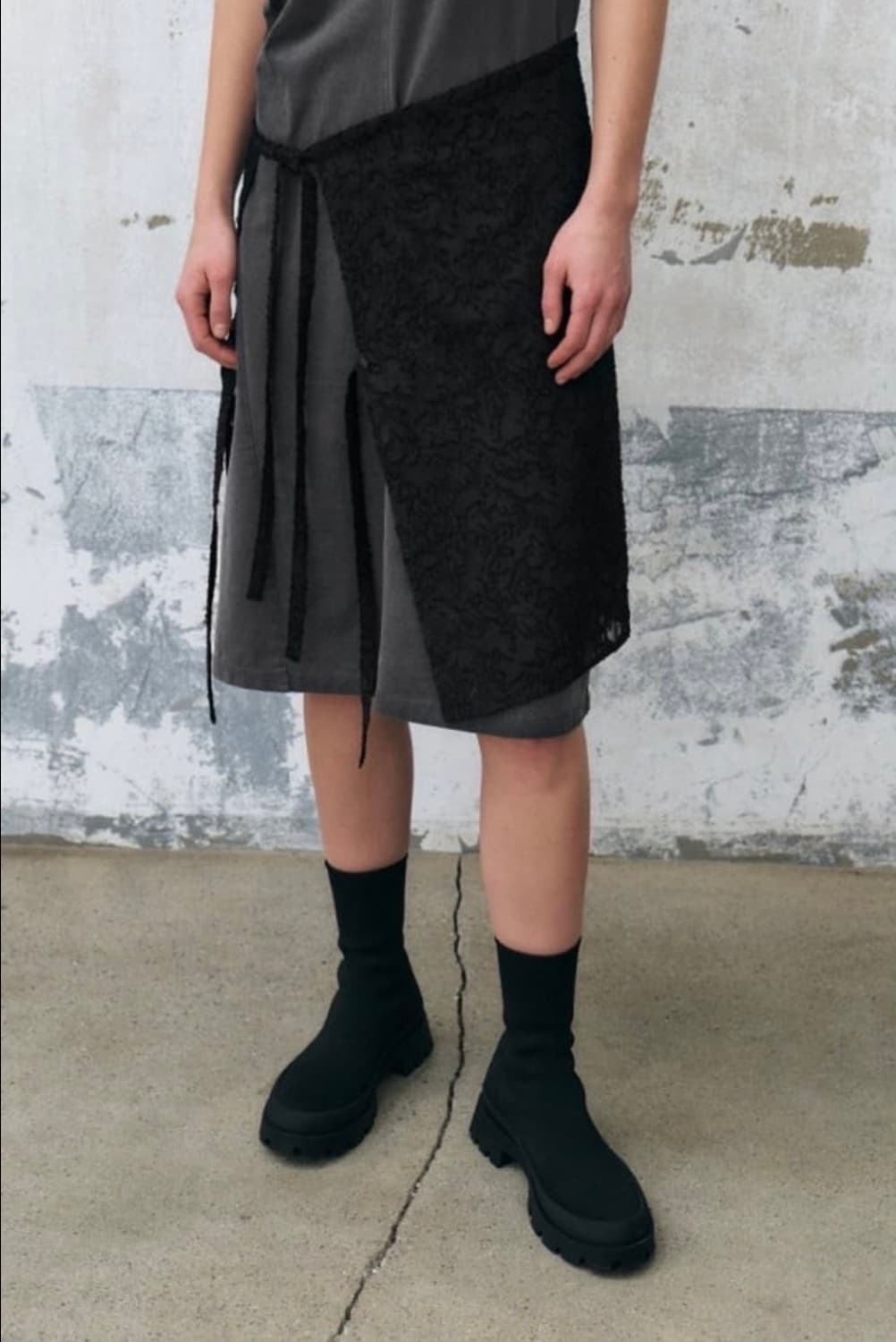 JACQUARD LAYERED SKIRT (black) 상품이미지2