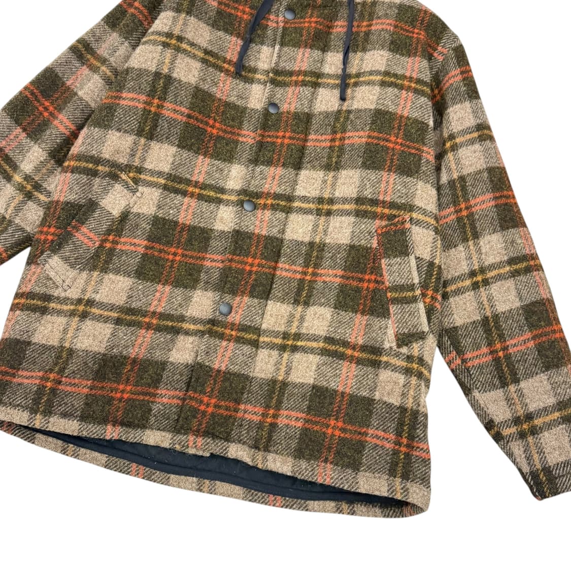 JPN 케이프 후드 체크 울 숏코트 상품이미지5