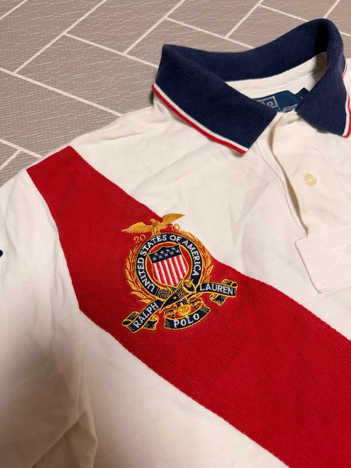 폴로 빅포니 성조기 반팔 럭비티 화이트 (1) 상품이미지3