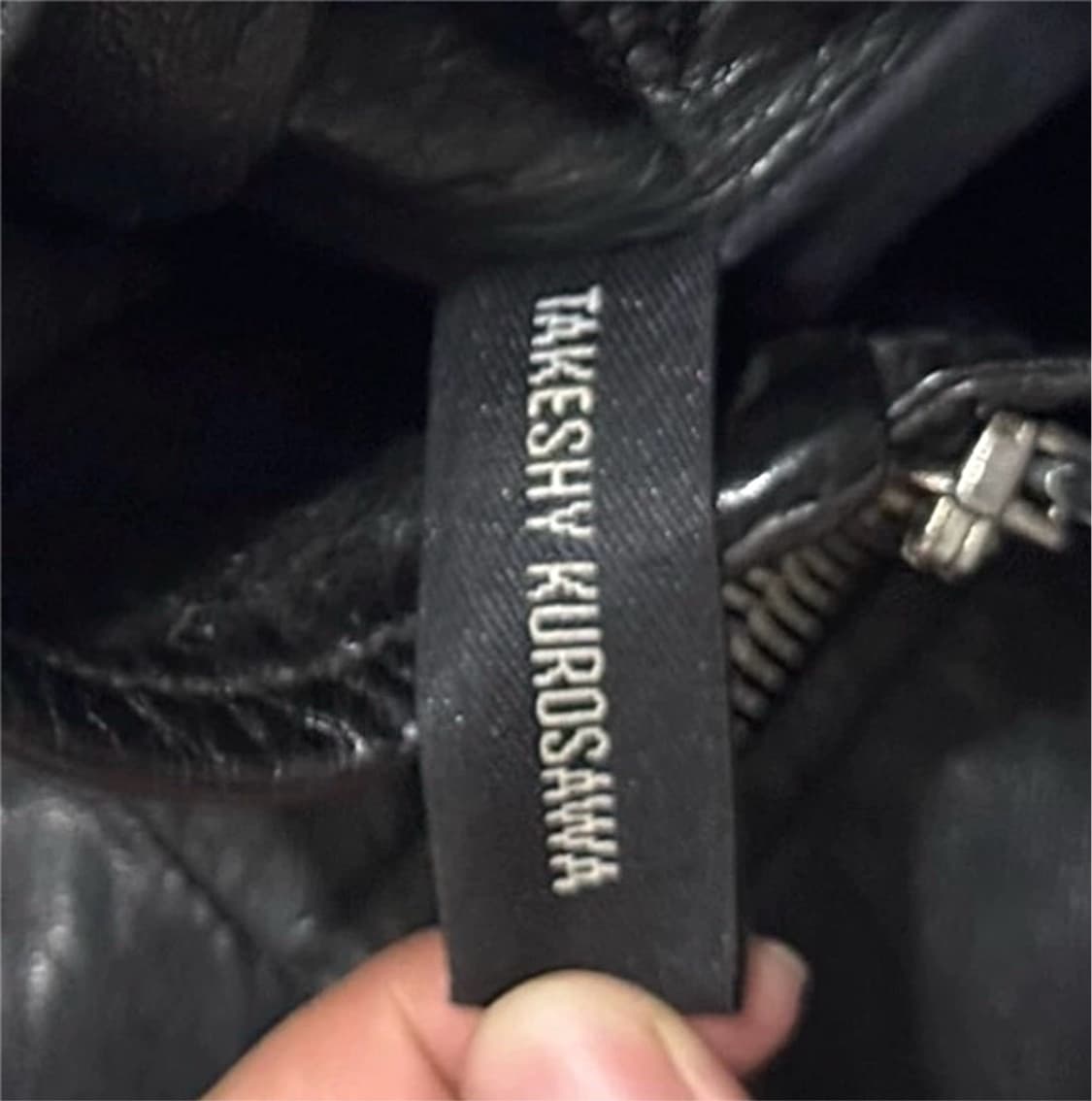 Takeshy Kurosawa 비대칭 더블집업 하이넥 레더 자켓 상품이미지6