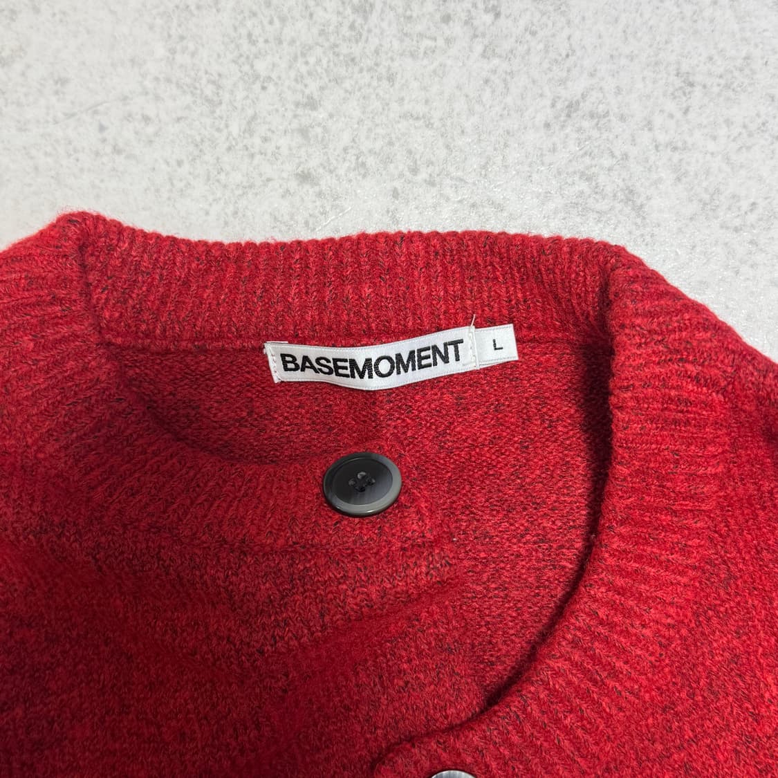 Basemoment / 라운드넥 버튼 가디건 레드 상품이미지3